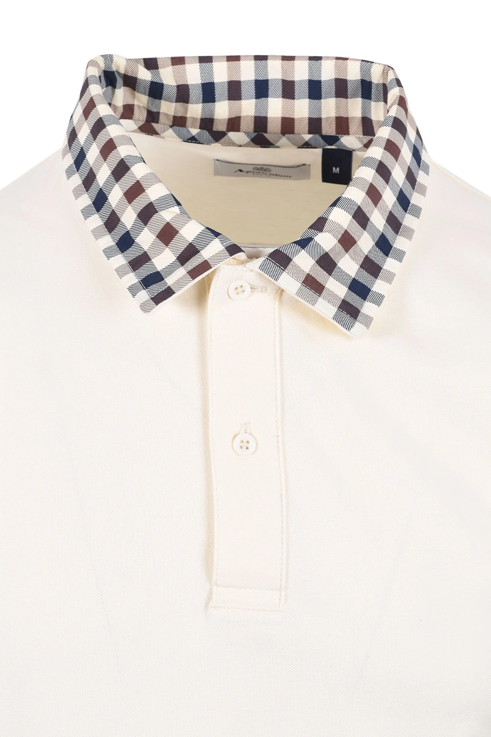 AQUASCUTUM CLUB CHECK COLLAR POLO OLD WHITE - Image 2