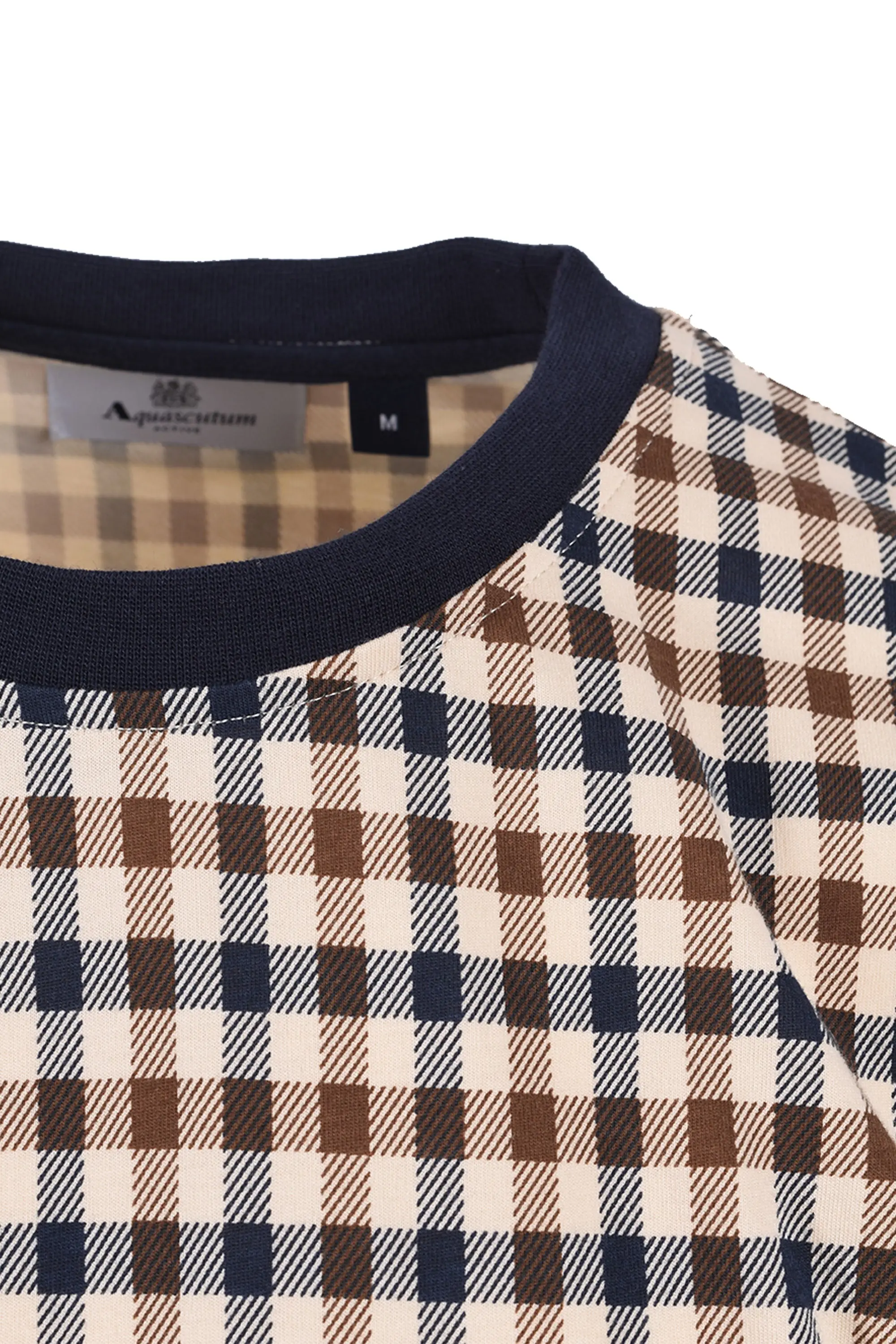 AQUASCUTUM CLUB CHECK T-SHIRT NAVY - Image 3