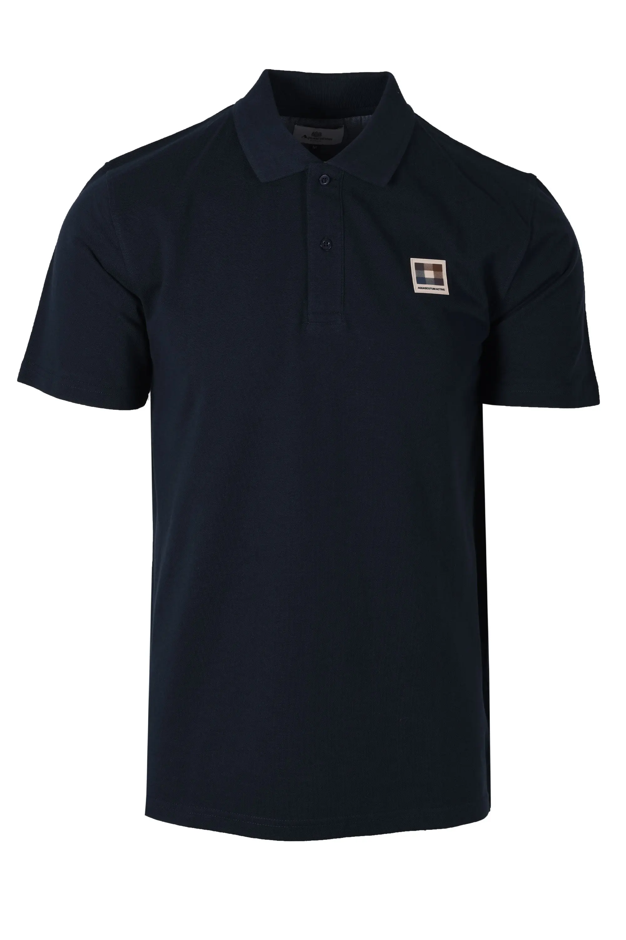 Aquascutum Check Patch Polo Shirt Navy