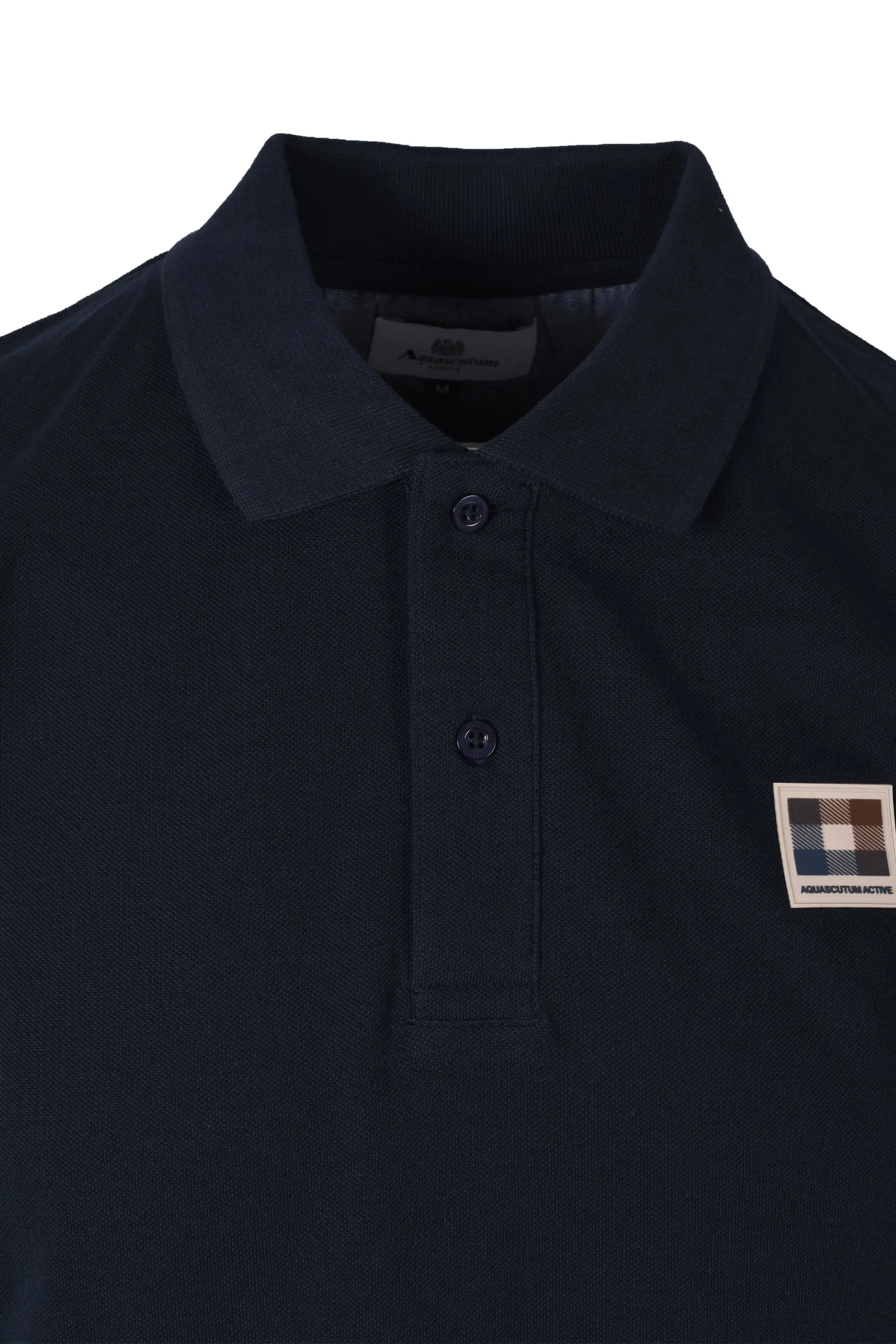 Aquascutum Check Patch Polo Shirt Navy - Image 2