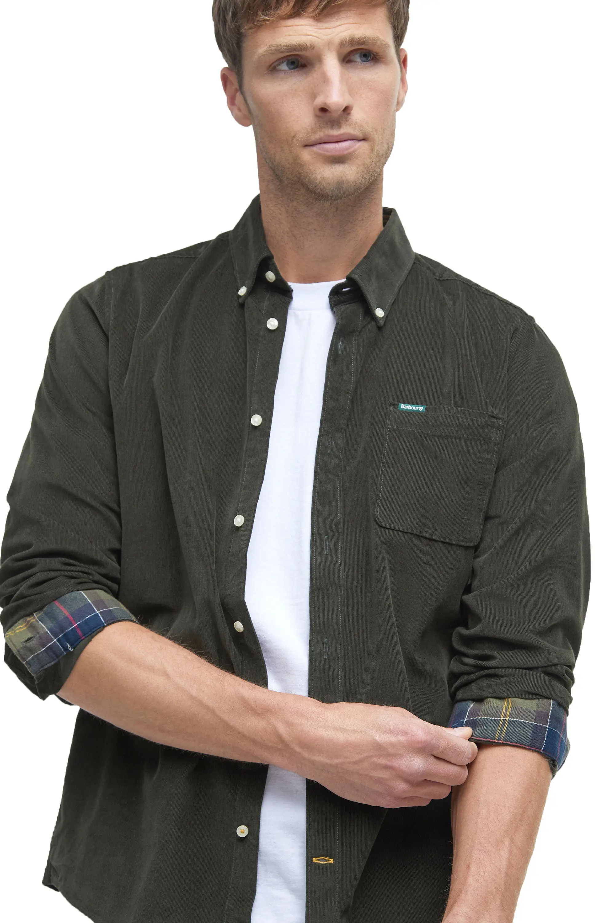 Barbour Ramsey Corduroy Shirt Forest - Image 2