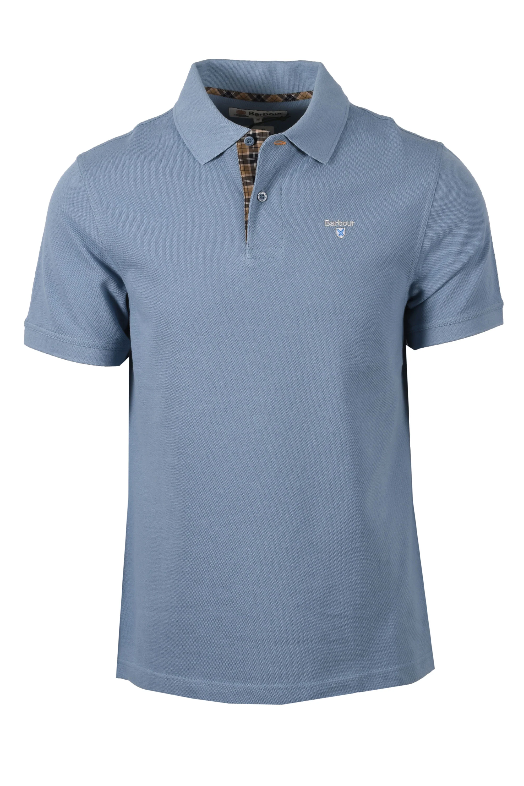 BARBOUR TARTAN PIQUE POLO TARN BLUE