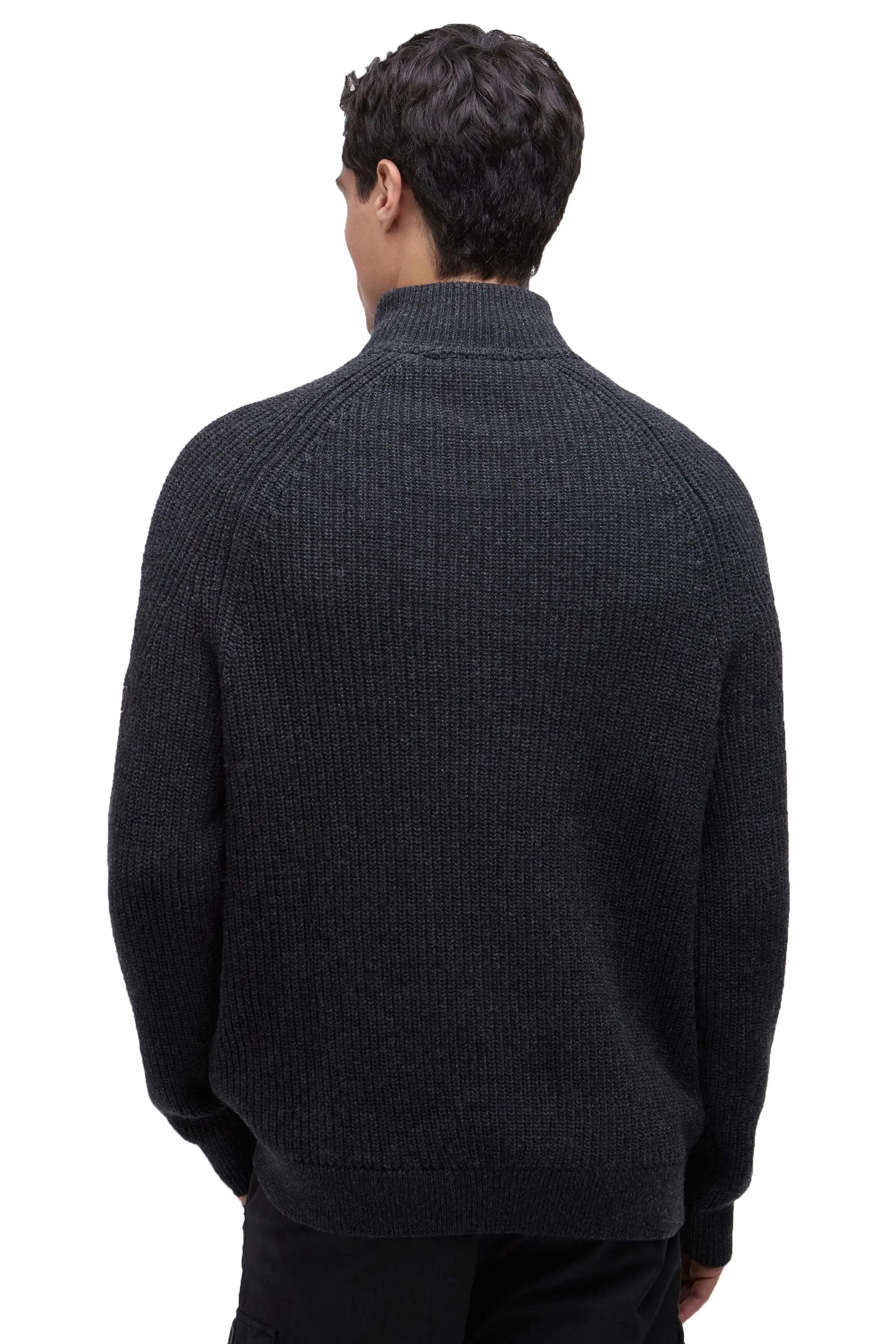BARBOUR INTERNATIONAL CHESTER FUNNEL KNITTED JUMPER CHARCOAL - Image 3