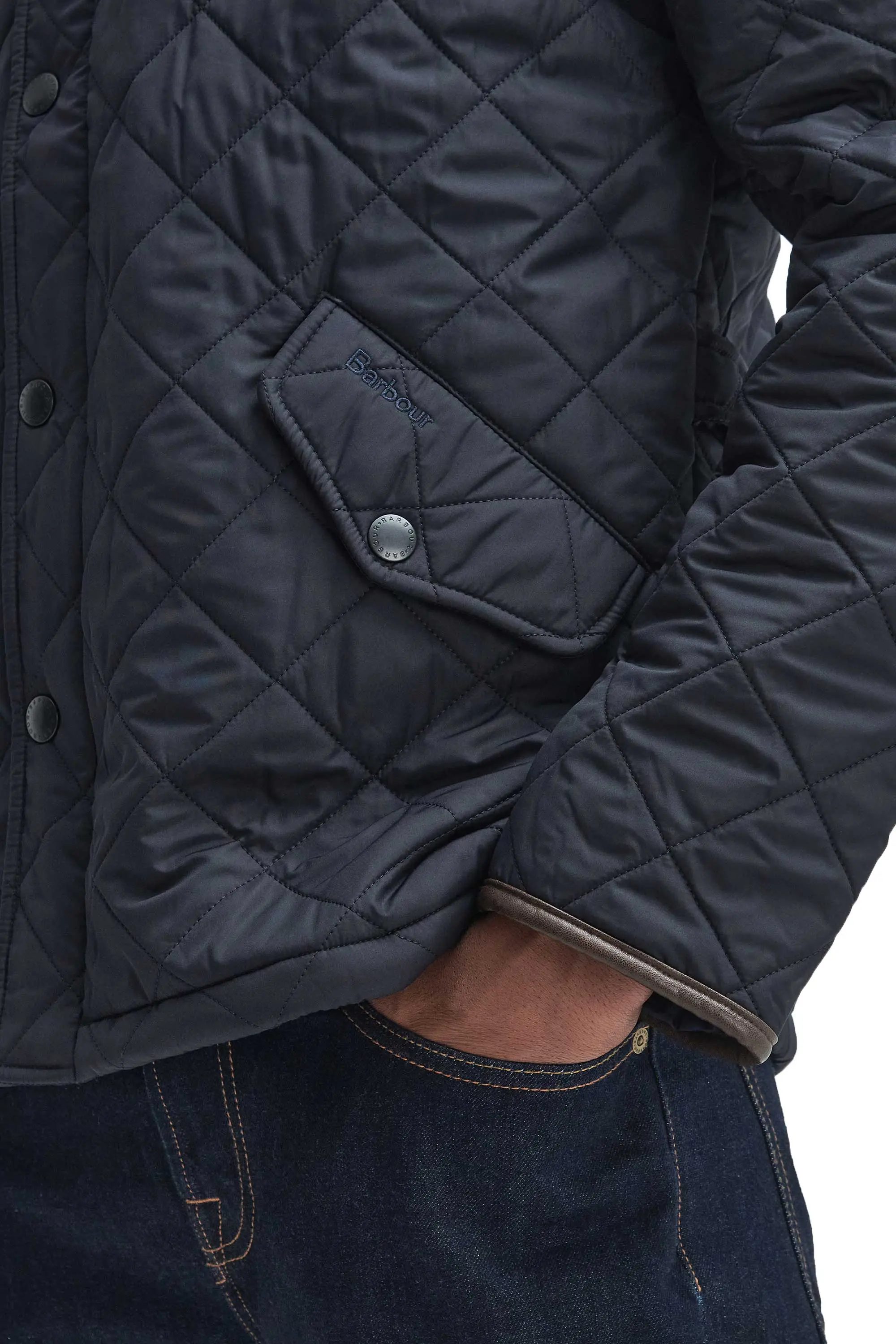 Barbour Powell Quilted Jacket Navy - Image 3