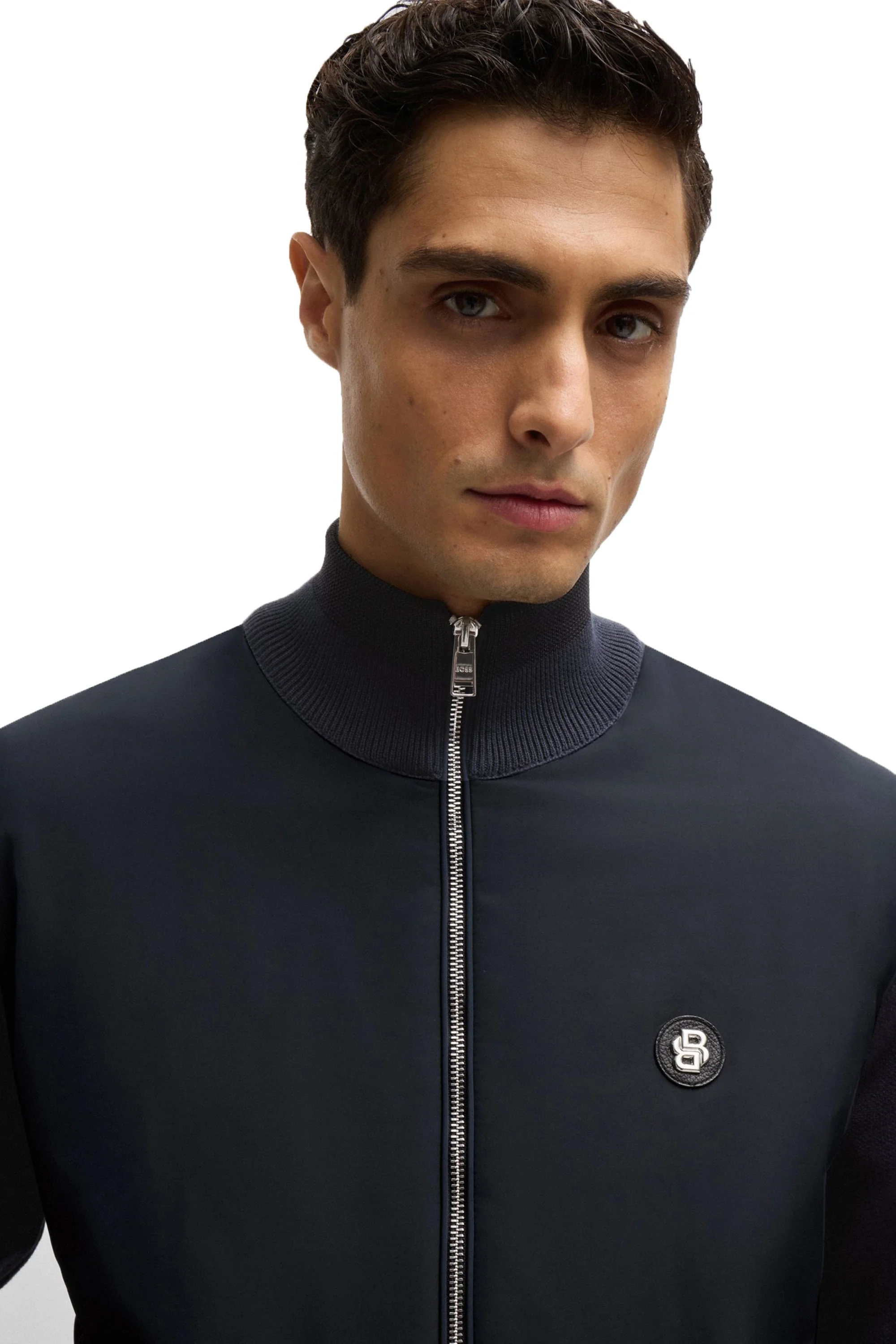 Boss C-Darmando Mixed-material Zip-up Jacket Dark Blue - Image 2