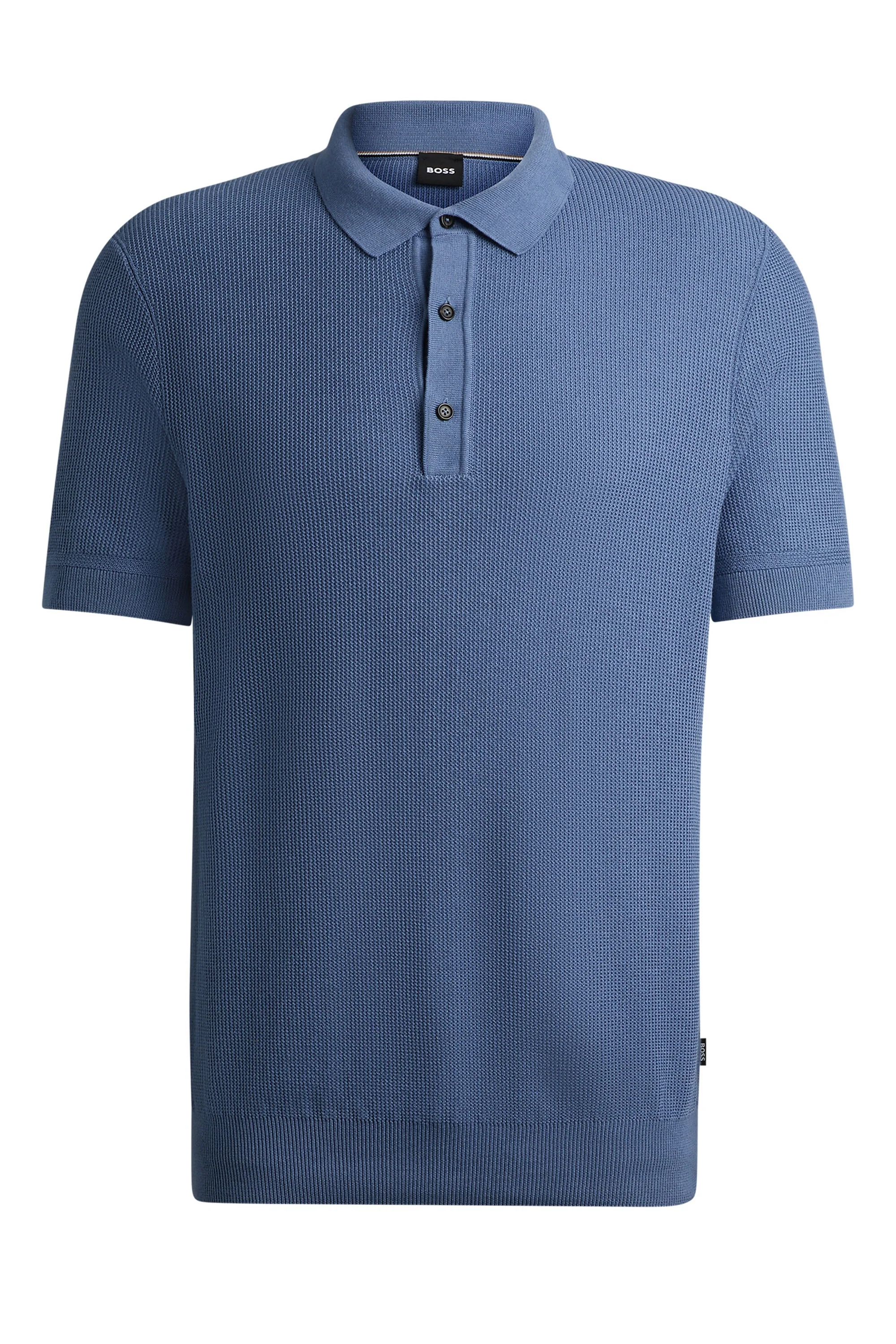 Boss H-daremo Knitted Polo Shirt Open Blue
