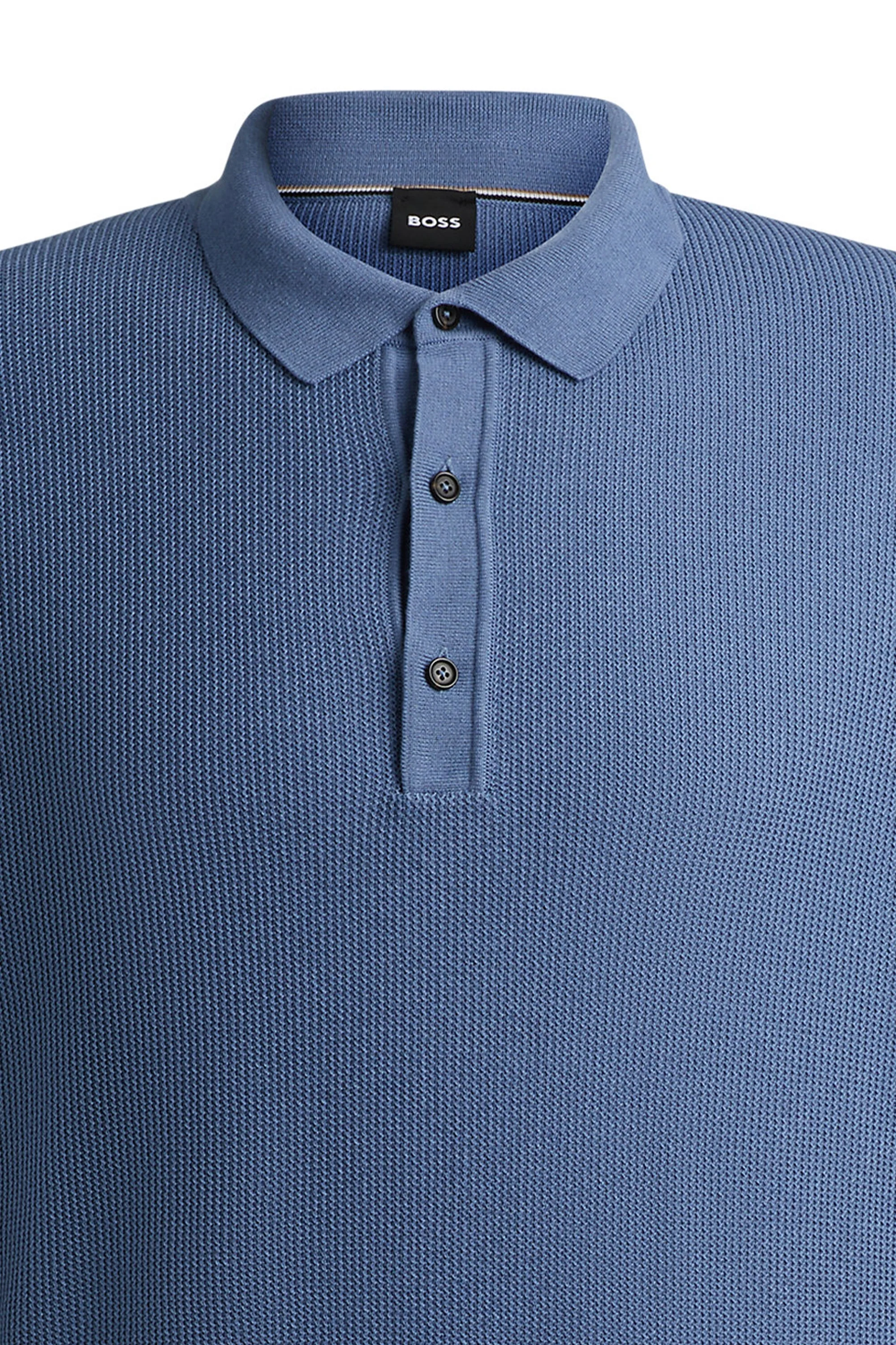 Boss H-daremo Knitted Polo Shirt Open Blue - Image 2