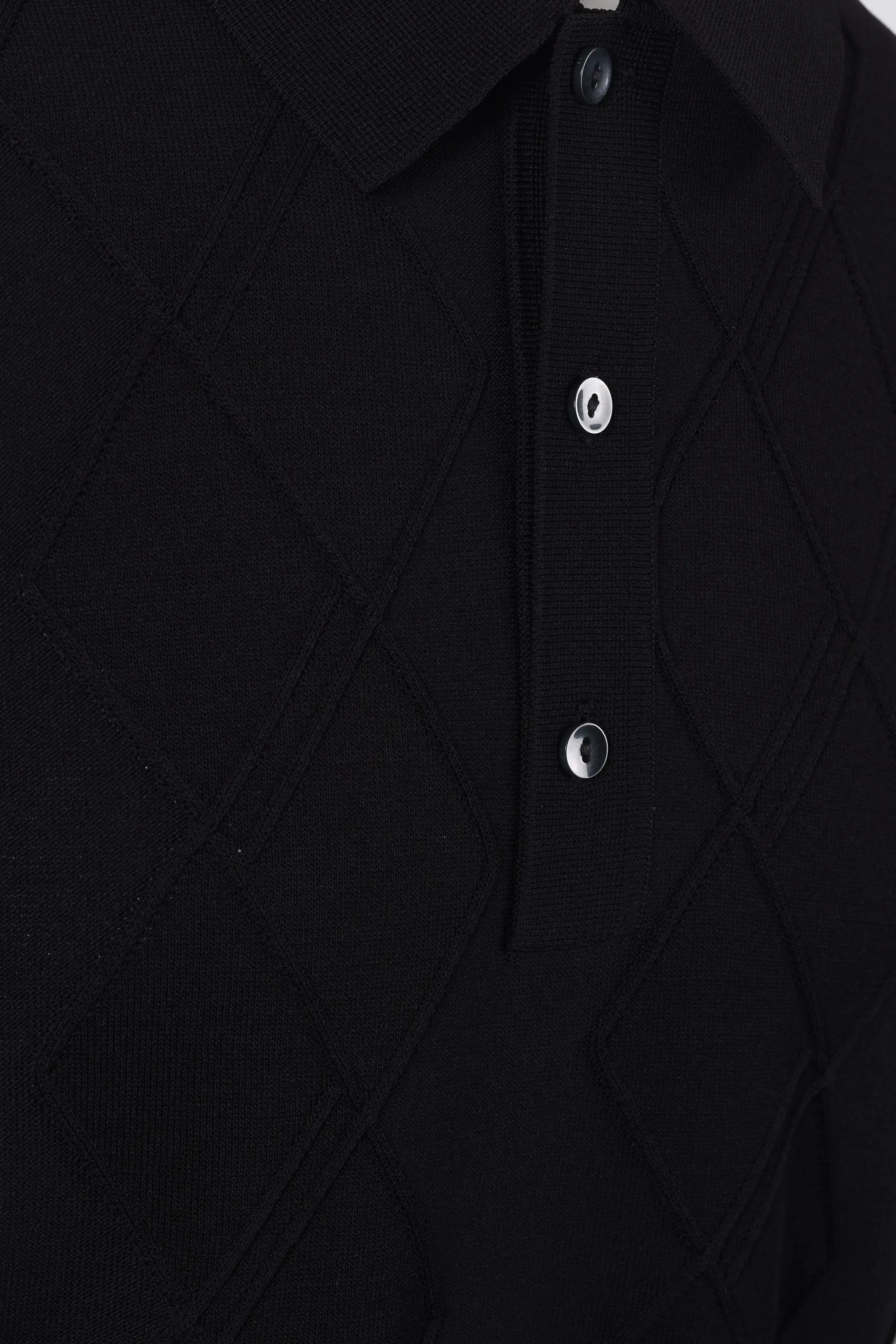 FRED PERRY CABLE KNITTED SHIRT BLACK - Image 3