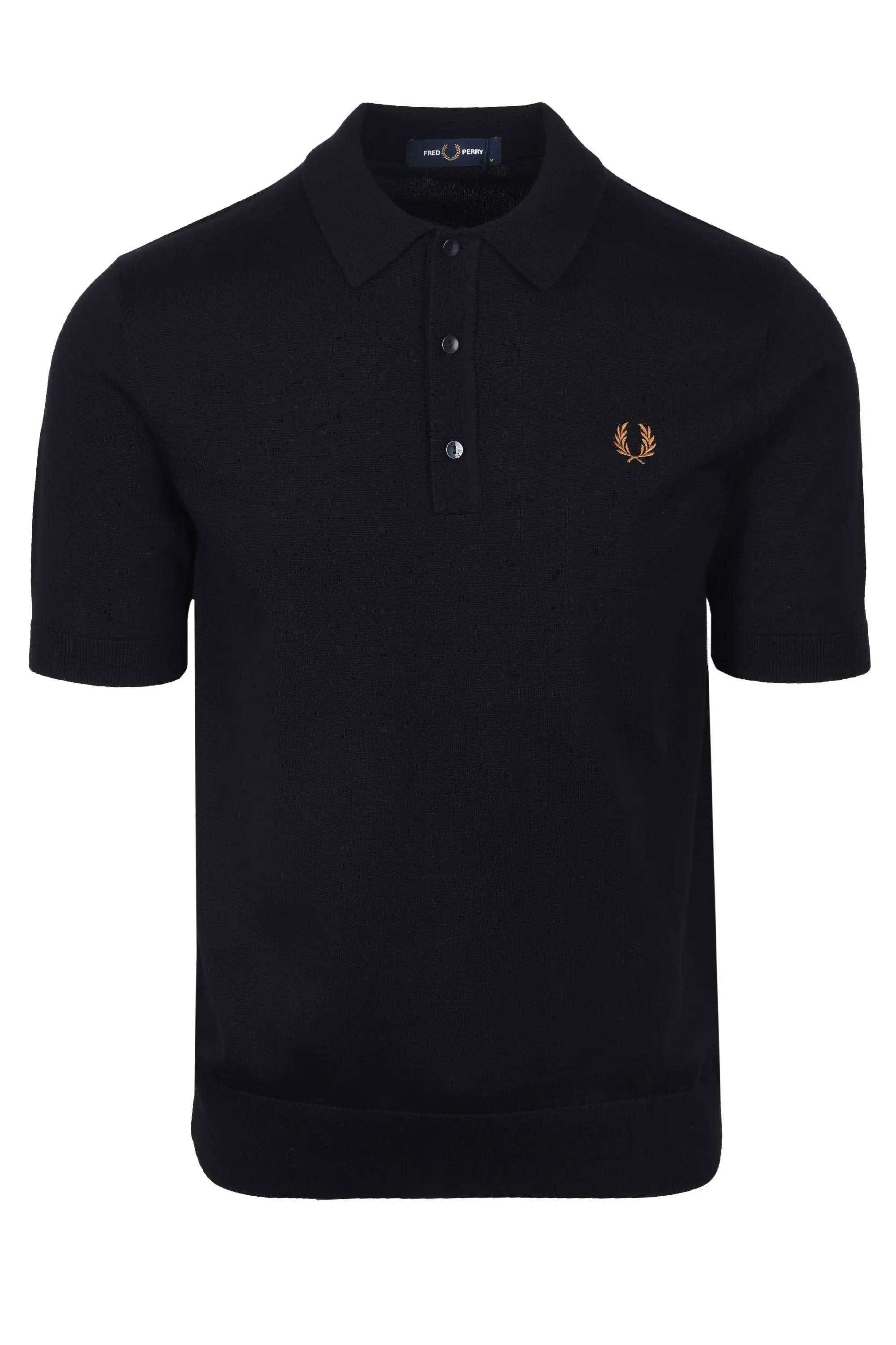 FRED PERRY COTTON KNITTED SHIRT BLACK