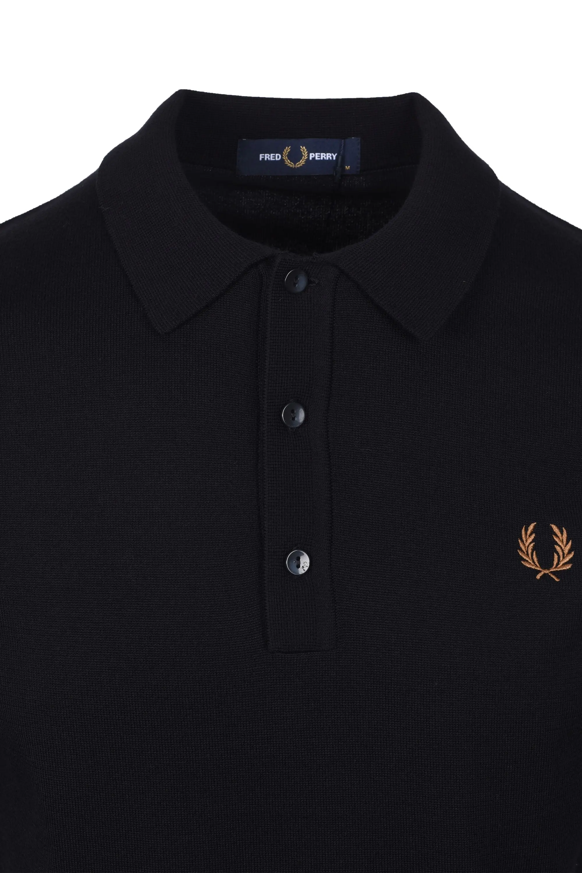 FRED PERRY COTTON KNITTED SHIRT BLACK - Image 2
