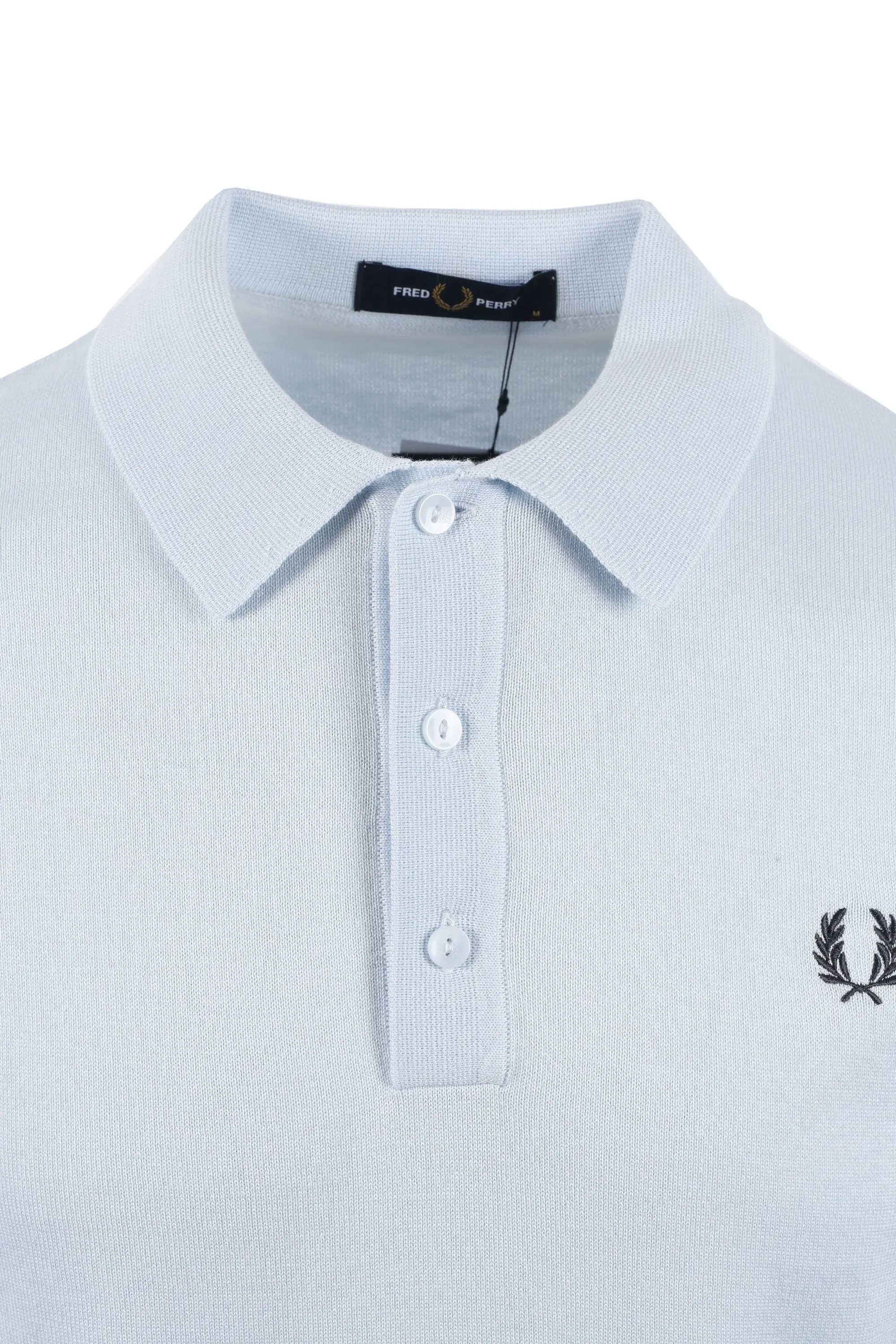 FRED PERRY COTTON KNITTED SHIRT LIGHT ICE - Image 2