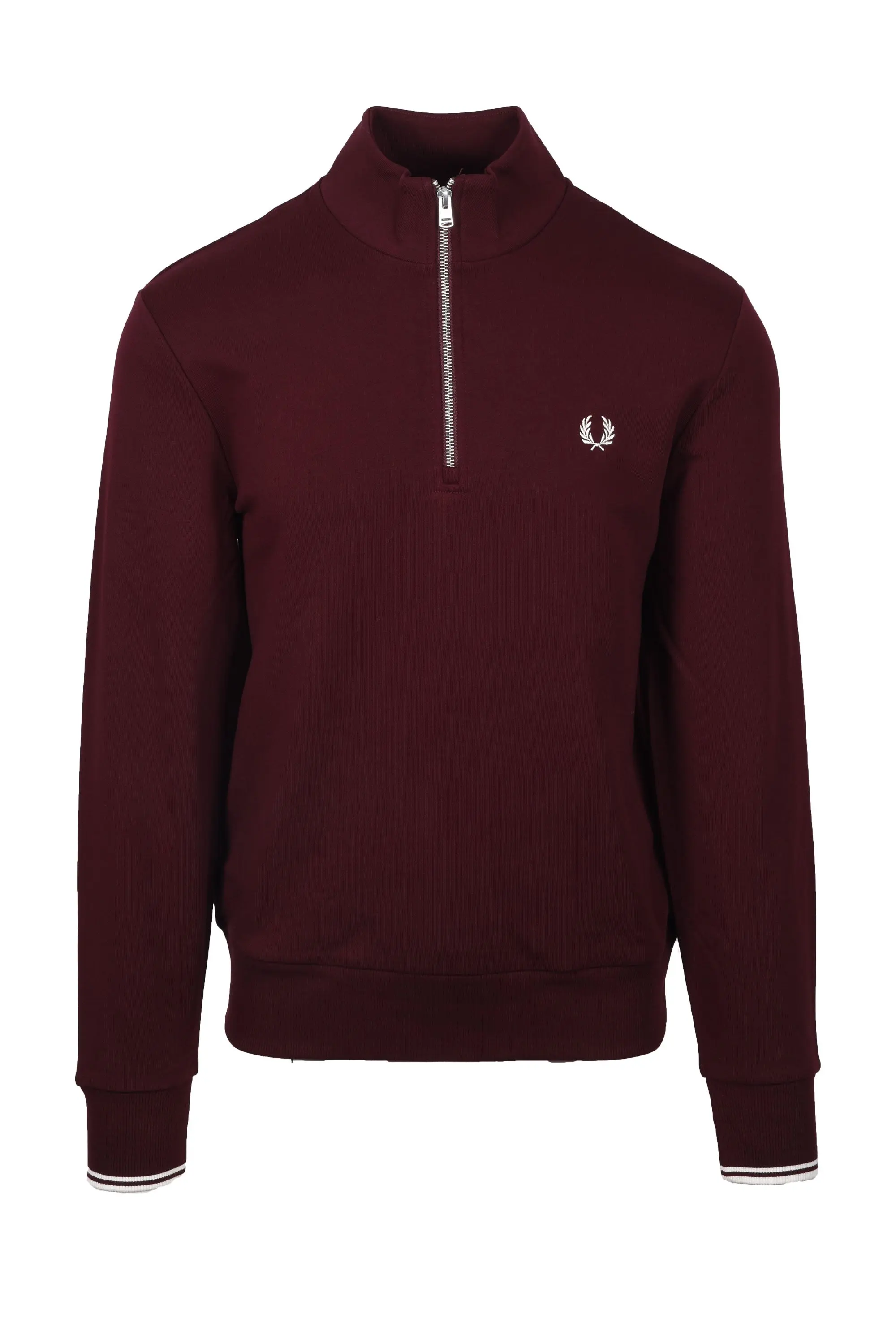 FRED PERRY HALF ZIP SWEATSHIRT OXBLOOD/ECRU