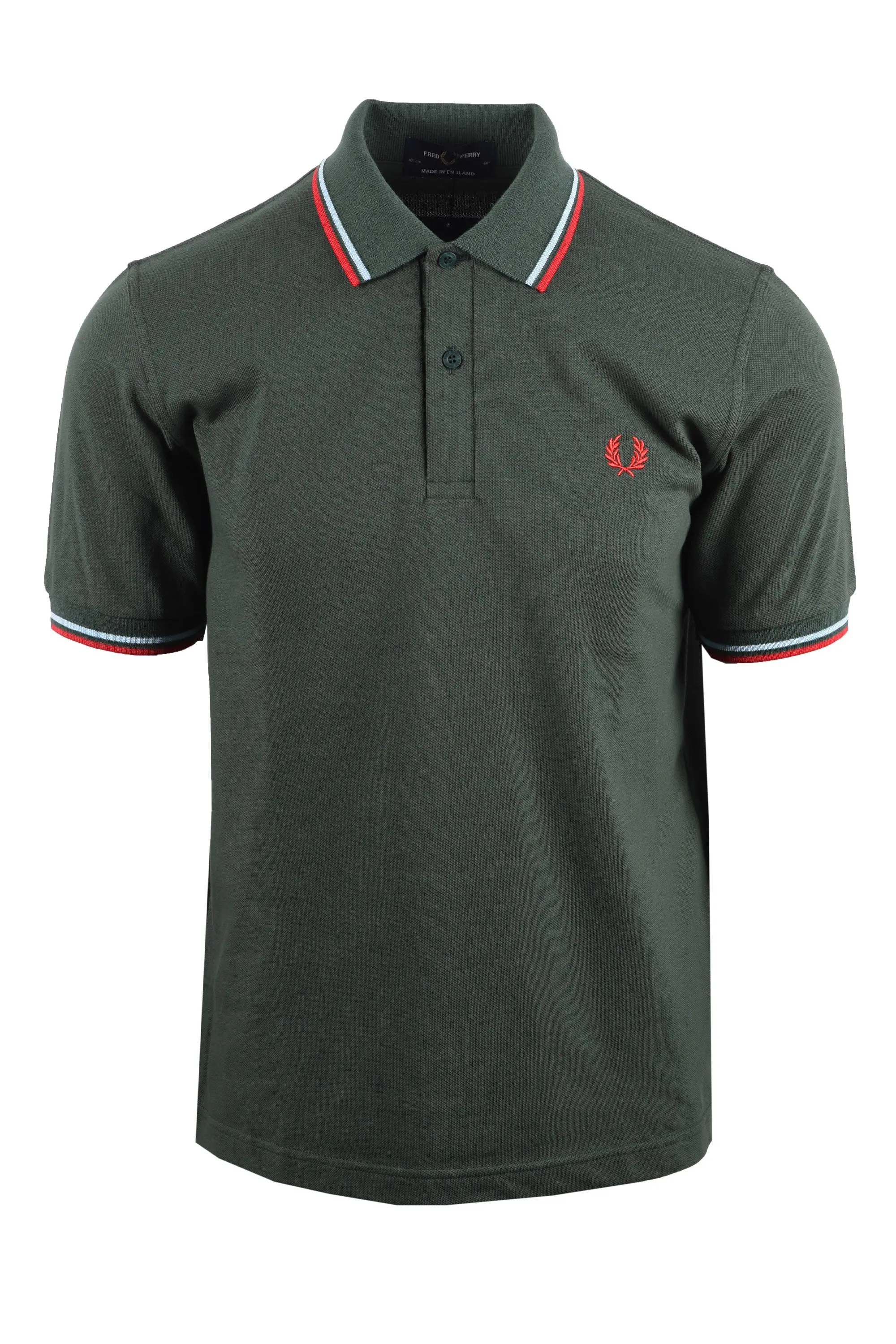 FRED PERRY MADE IN ENGLAND TWIN TIPPED POLO TARTAN GREEN