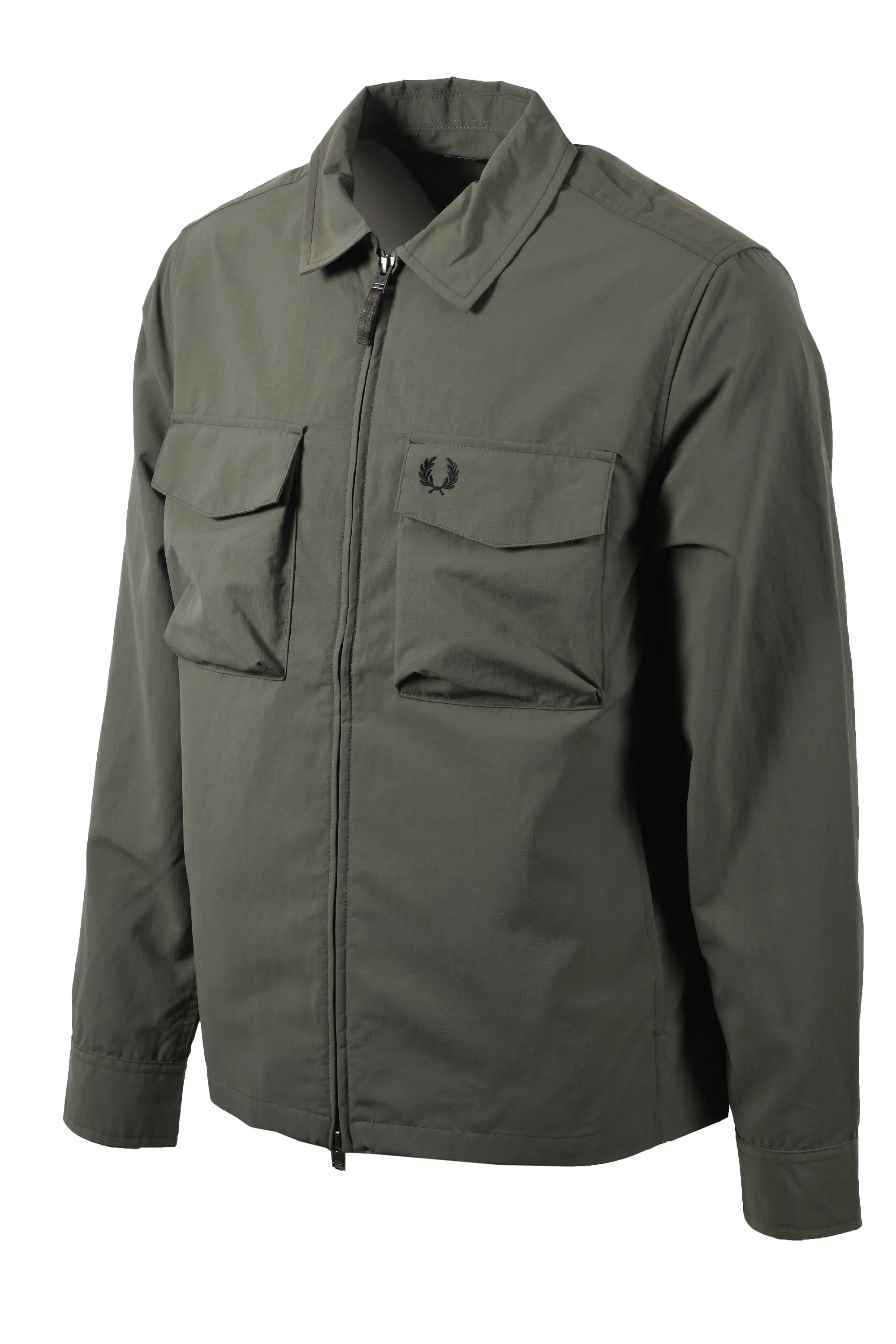 FRED PERRY RIPSTOP POCKET OVERSHIRT LAUREL WREATH GREEN - Image 2