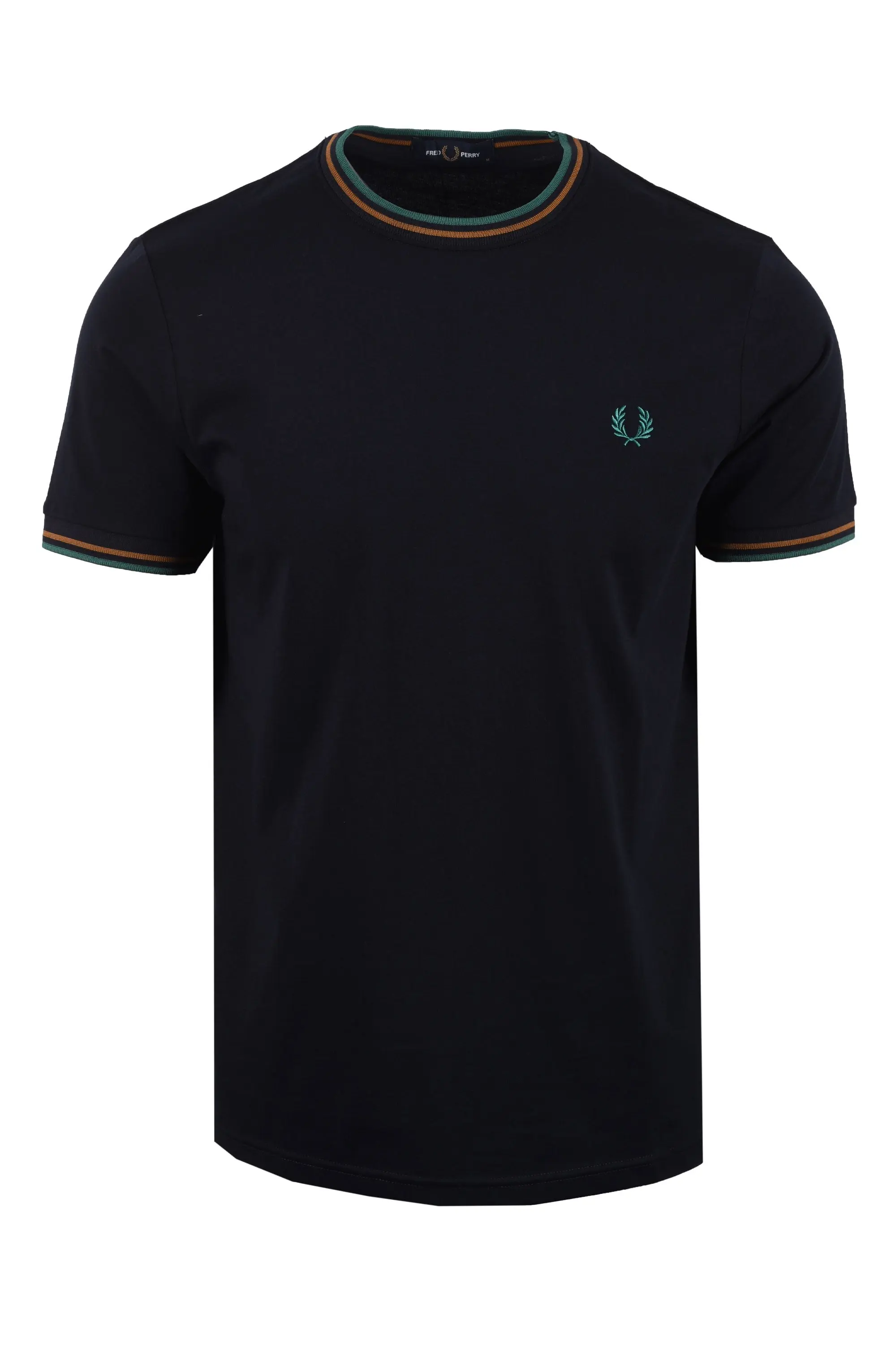FRED PERRY TWIN TIPPED T-SHIRT NAVY/DARK CARAMEL/GREEN