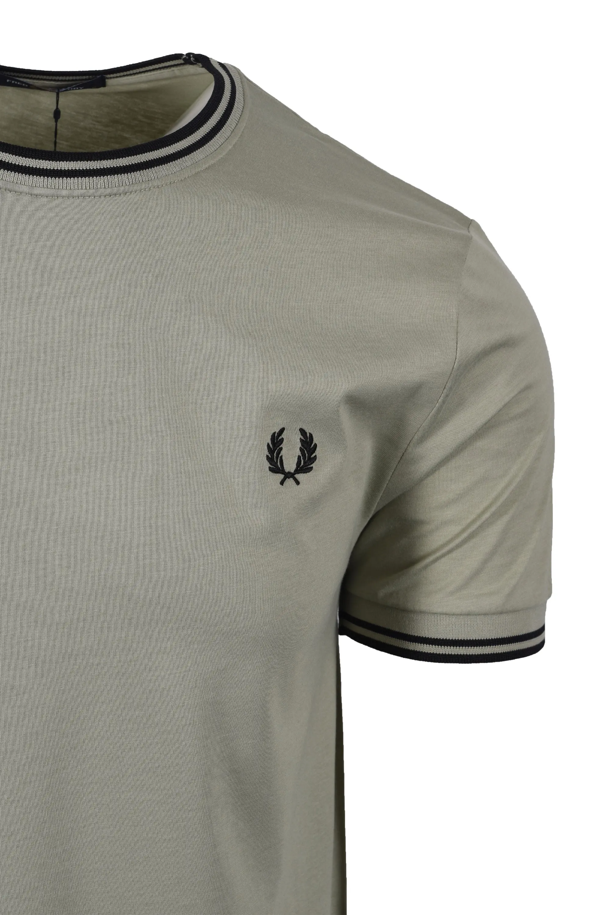 FRED PERRY TWIN TIPPED T-SHIRT SEAGRASS/BLACK - Image 2