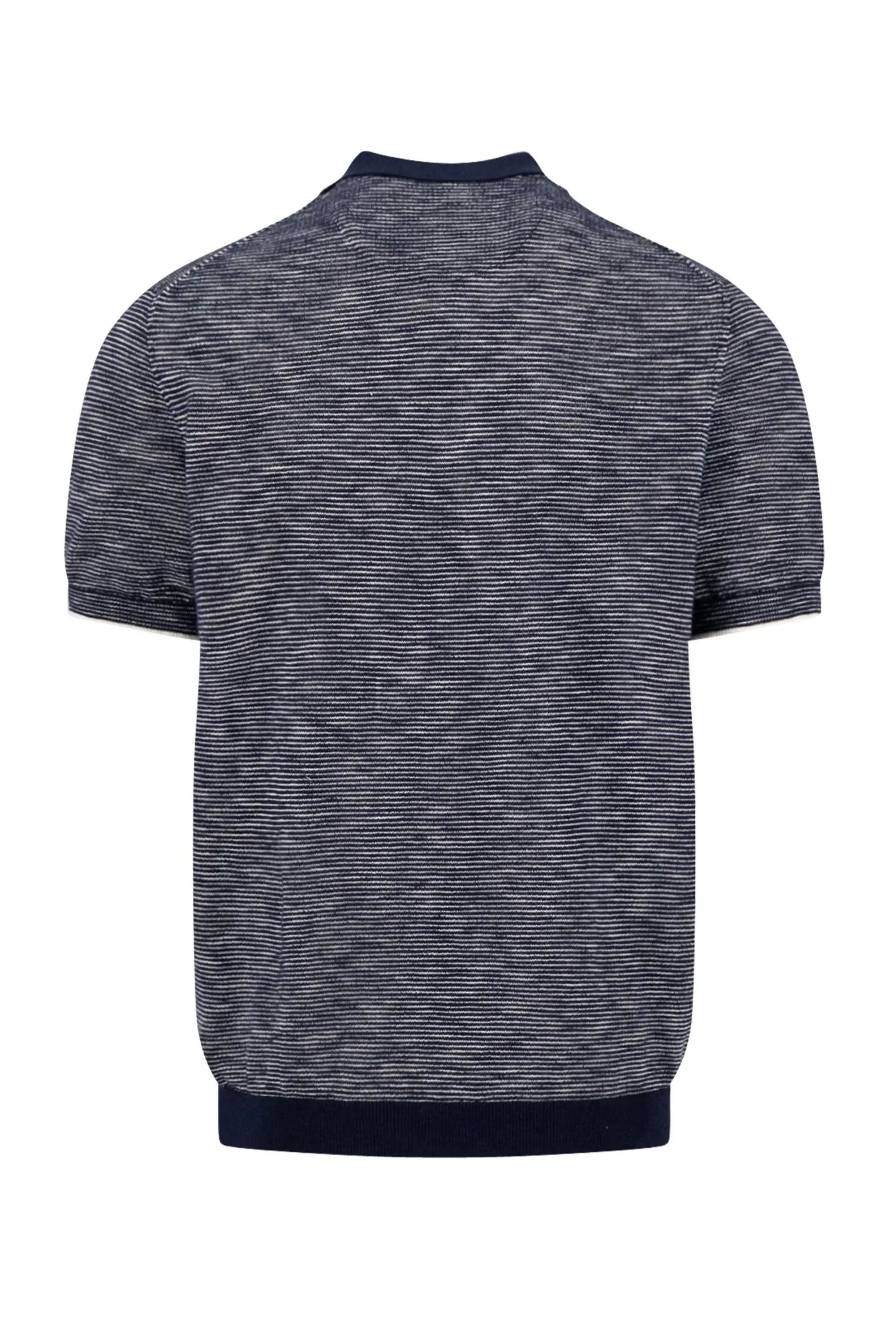 FYNCH-HATTON COTTON LINEN STRIPED POLO NAVY - Image 2