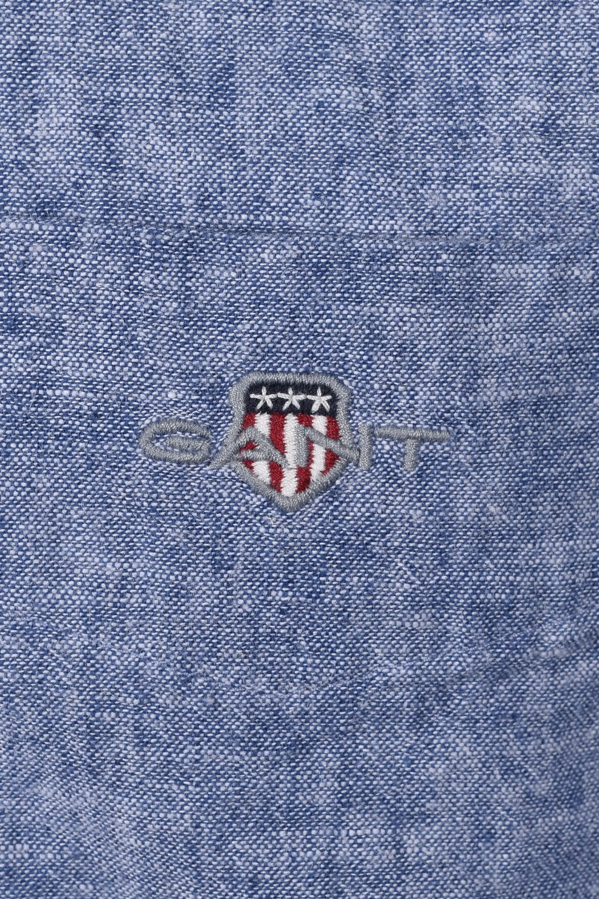 GANT REG COTTON LINEN SHORT SLEEVE SHIRT VINTAGE BLUE - Image 3