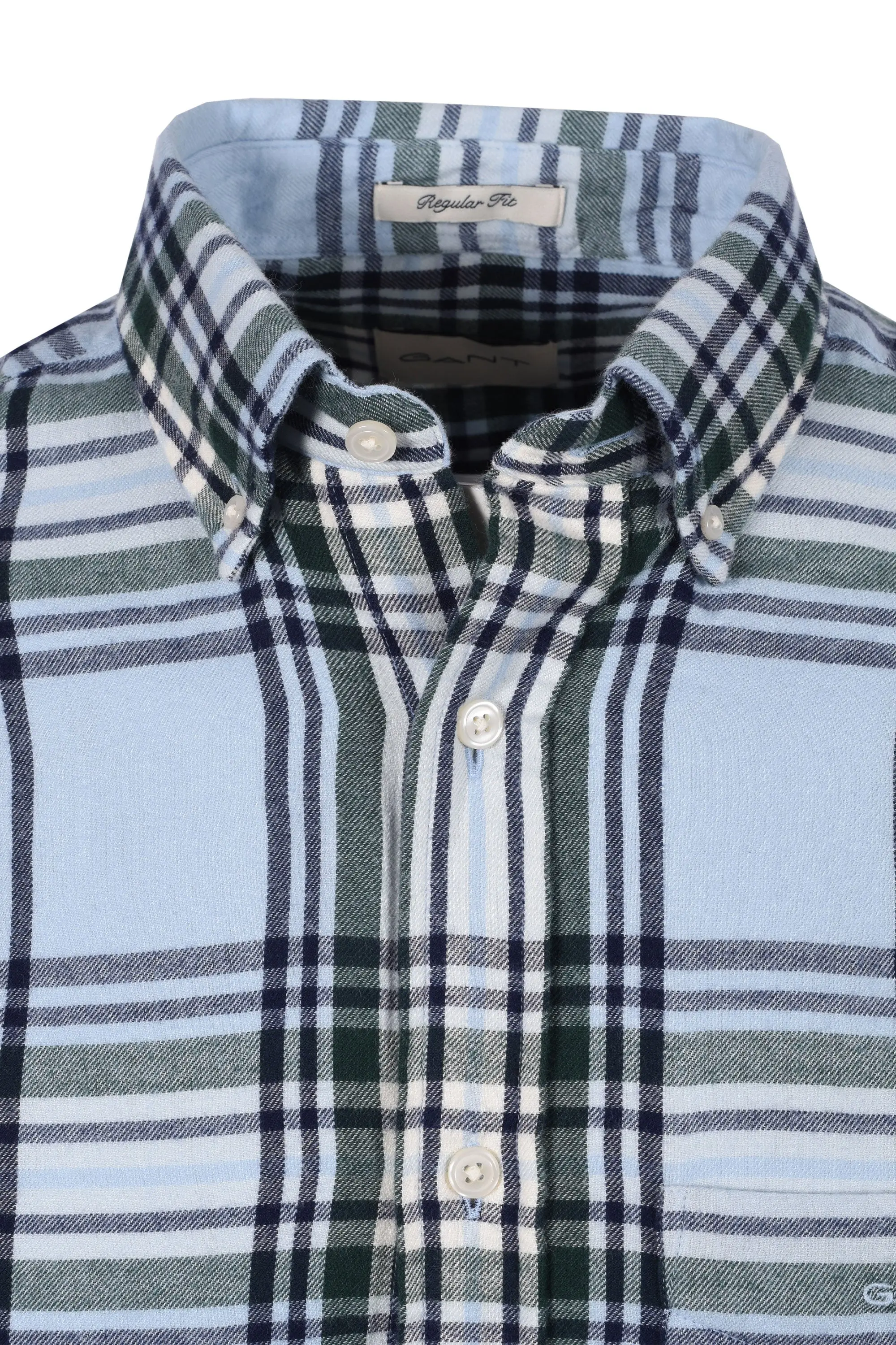 Gant Windblown Flannel Check Shirt Fresh Blue - Image 2