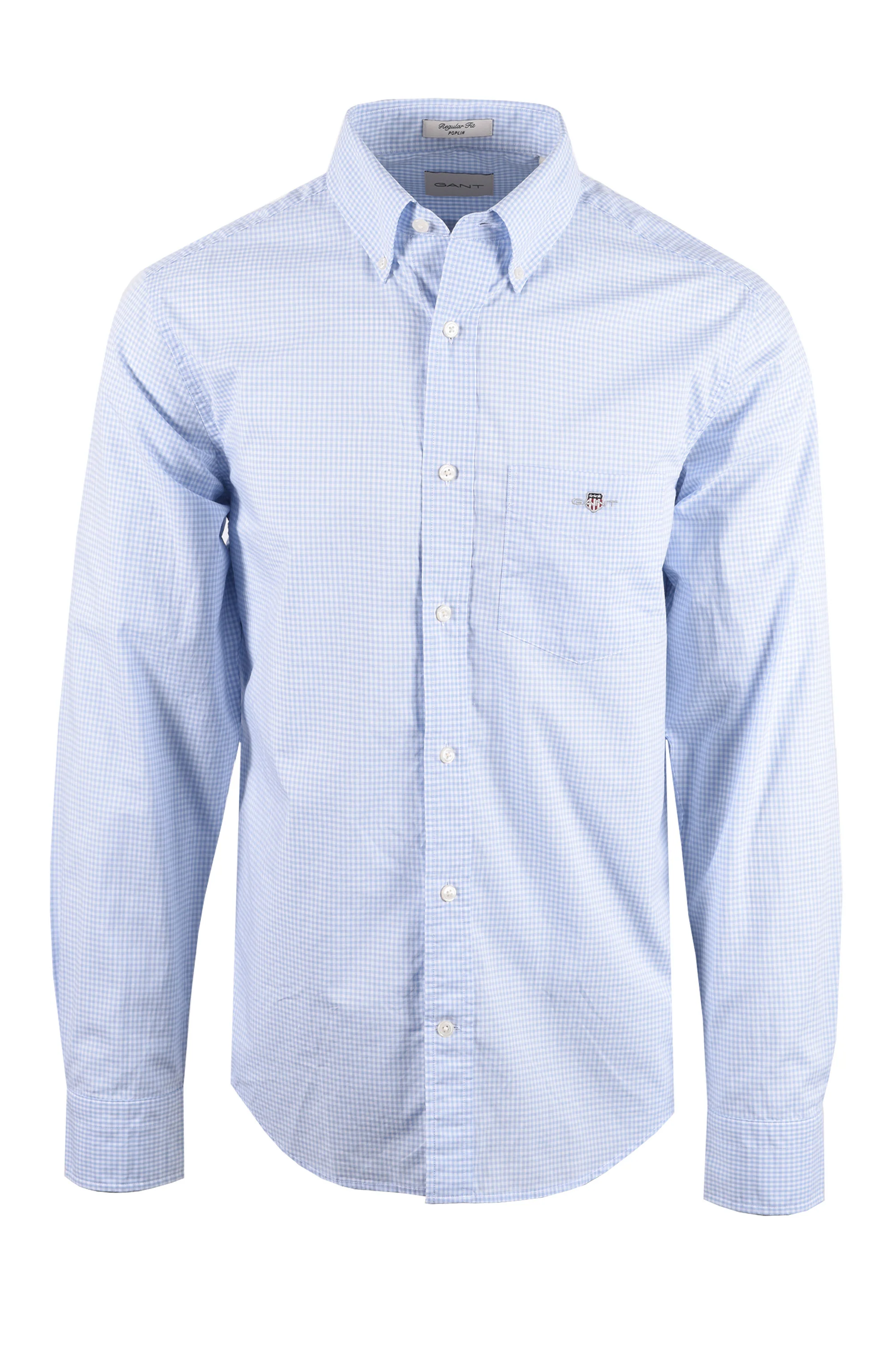 GANT REG CLASSIC POPLIN GINGHAM SHIRT LIGHT BLUE