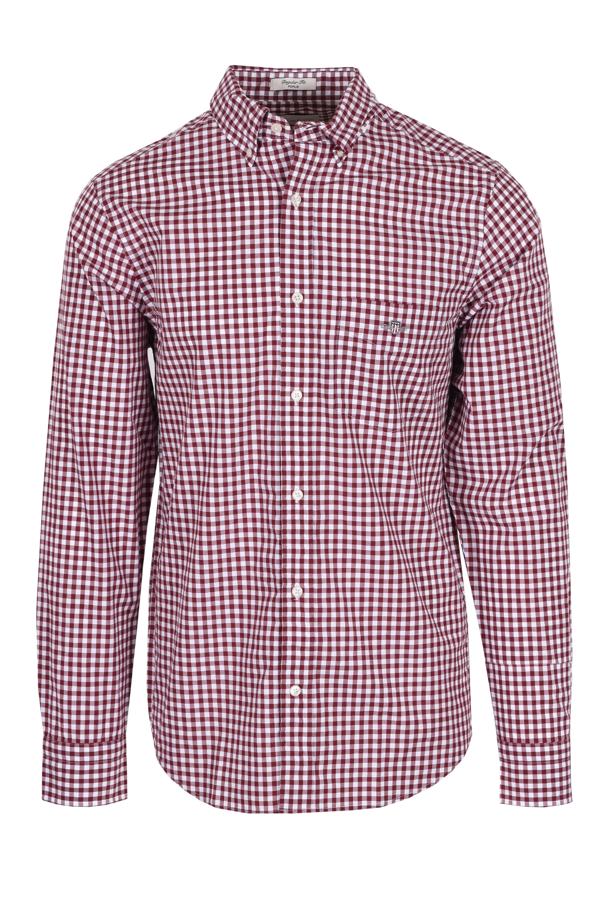 Gant Reg Poplin Gingham Shirt Wine Red