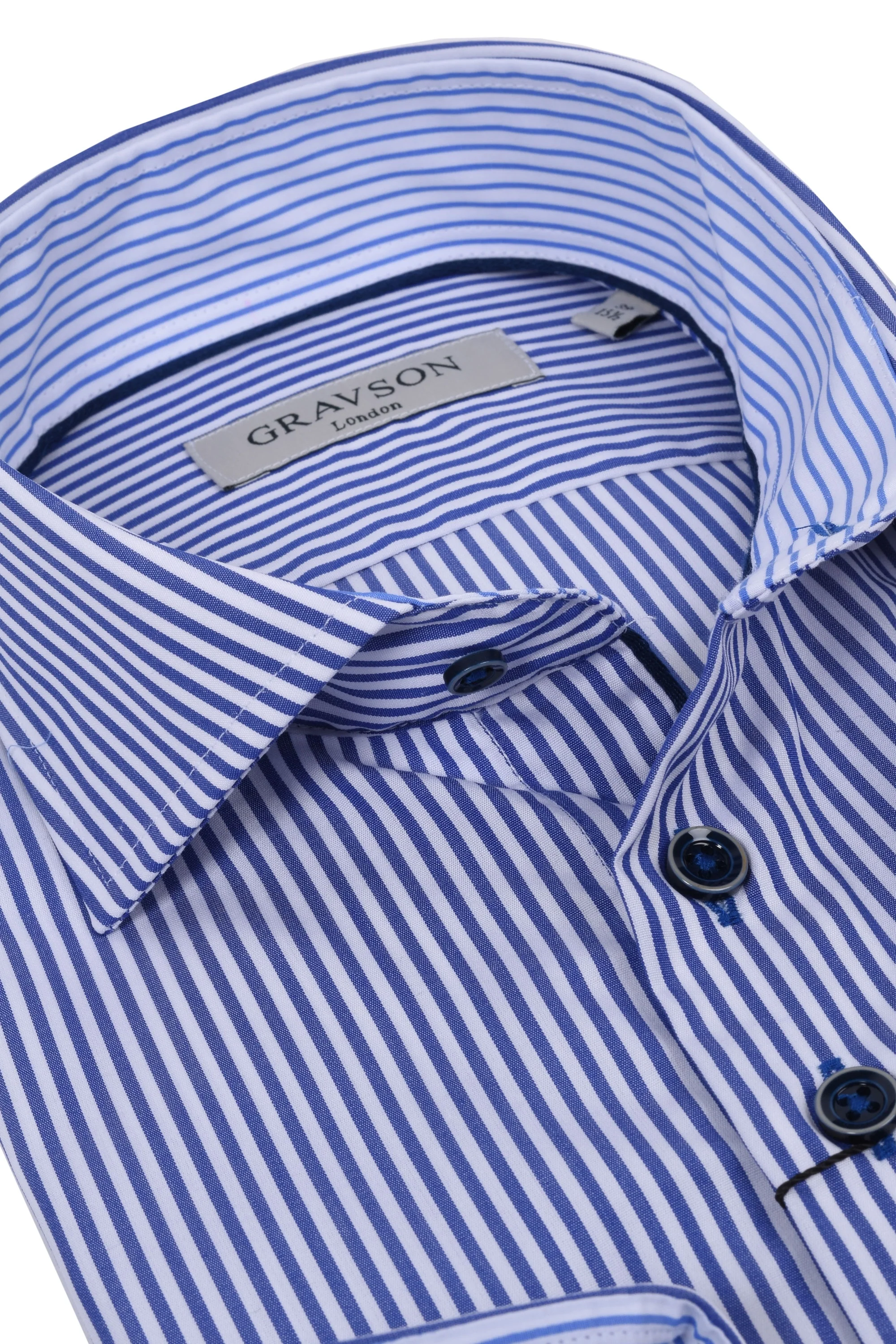 Gravson London Blue & White Stripe Shirt - Image 2