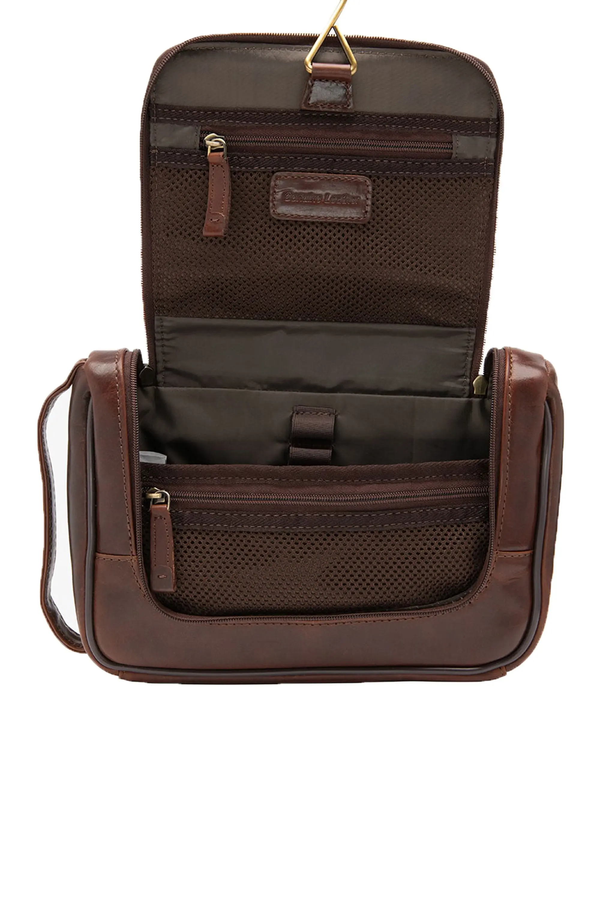Loake Severn Leather Hanging Wash Bag Brown - Image 3