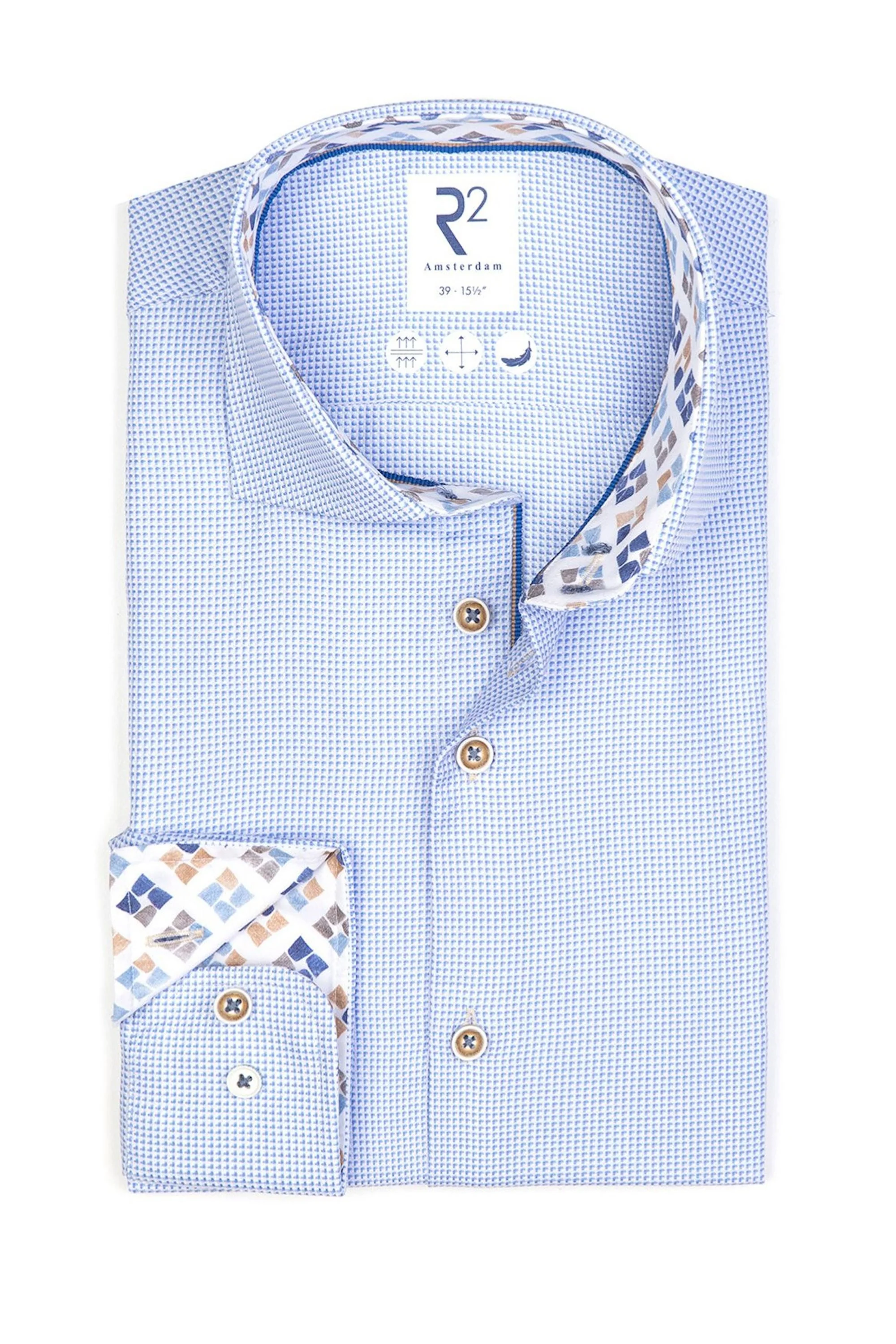 R2 Cut Away Collar Long Sleeved Shirt Cobalt