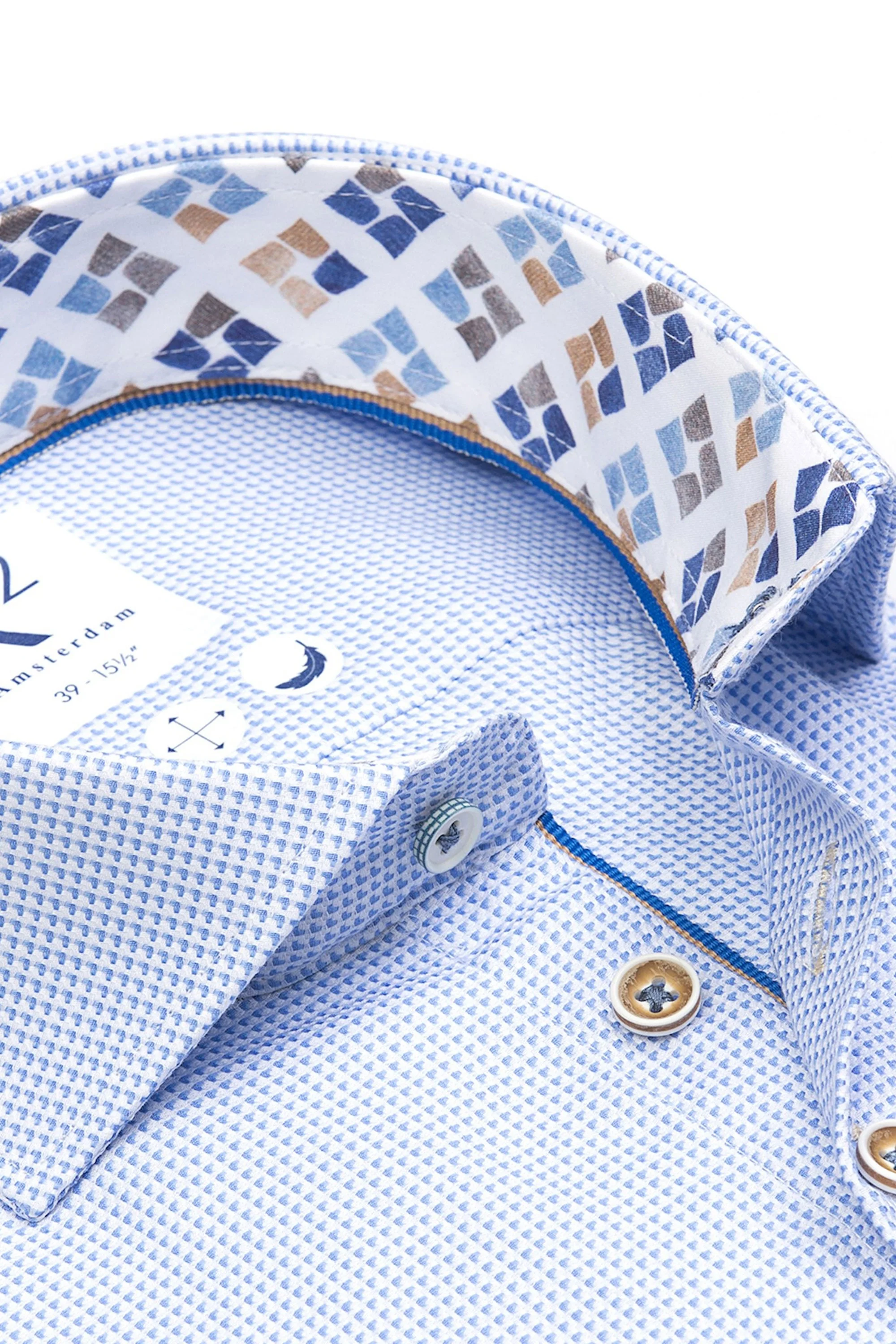 R2 Cut Away Collar Long Sleeved Shirt Cobalt - Image 2