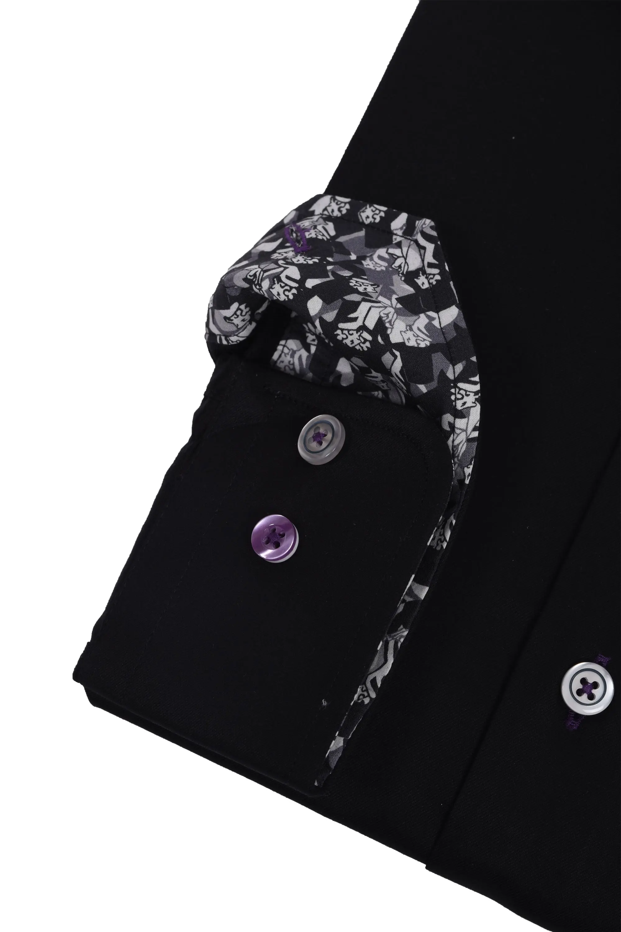 R2 Long Sleeved Cut Away Collar Shirt Black - Image 3
