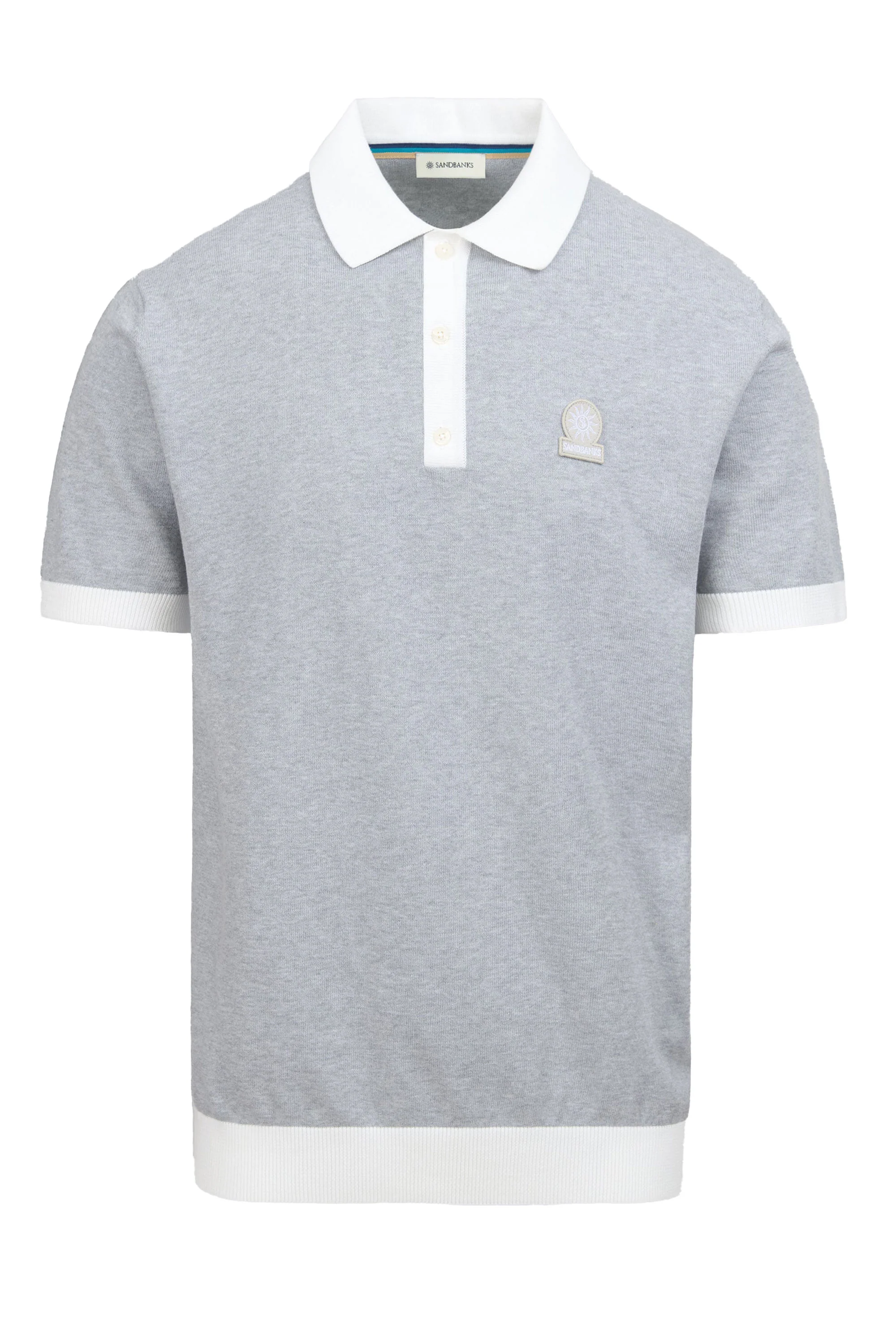 Sandbanks 3-Button Knitted Polo Grey