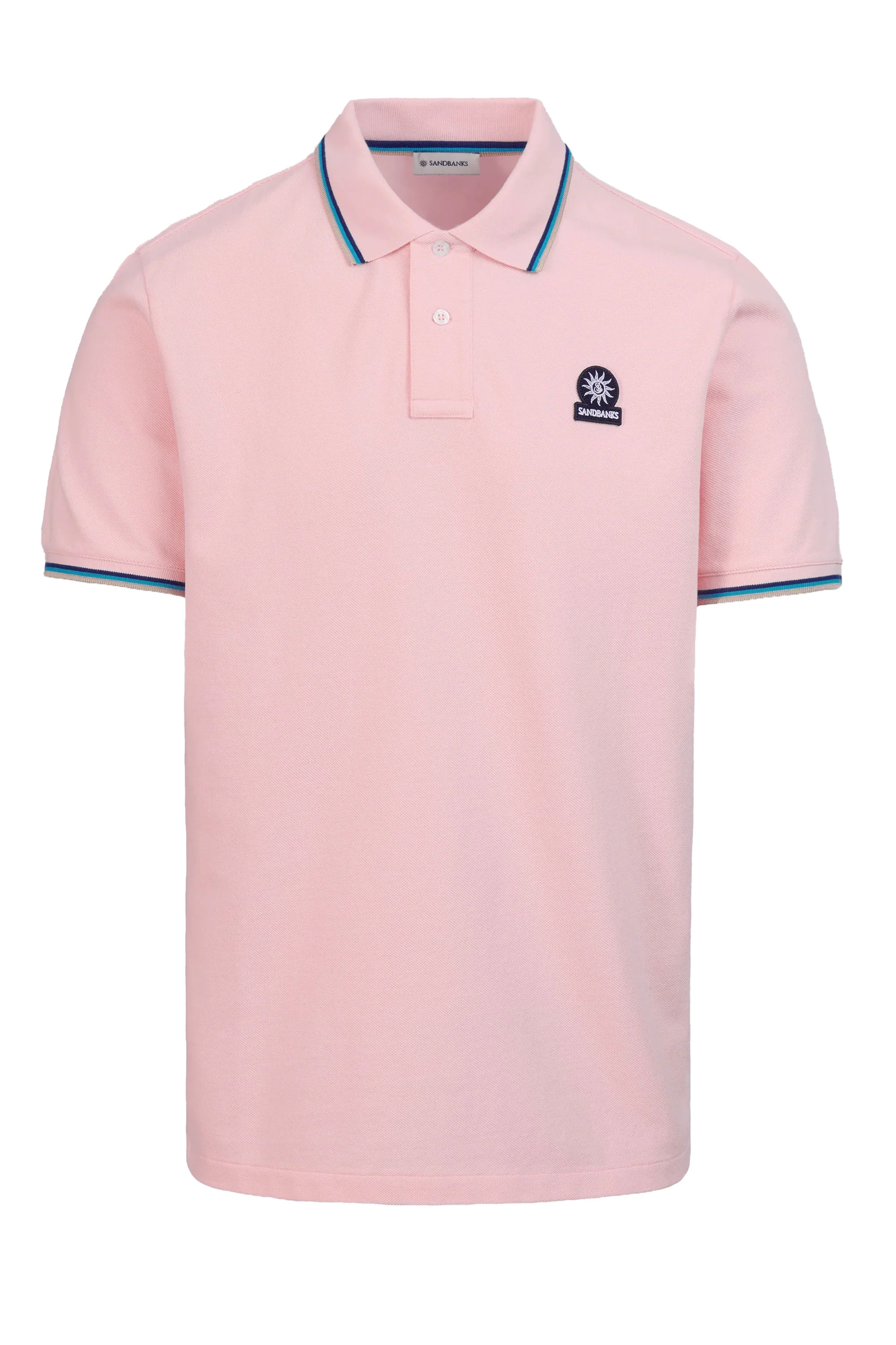 Sandbanks Badge Logo Tipped Polo Shirt Crystal Rose