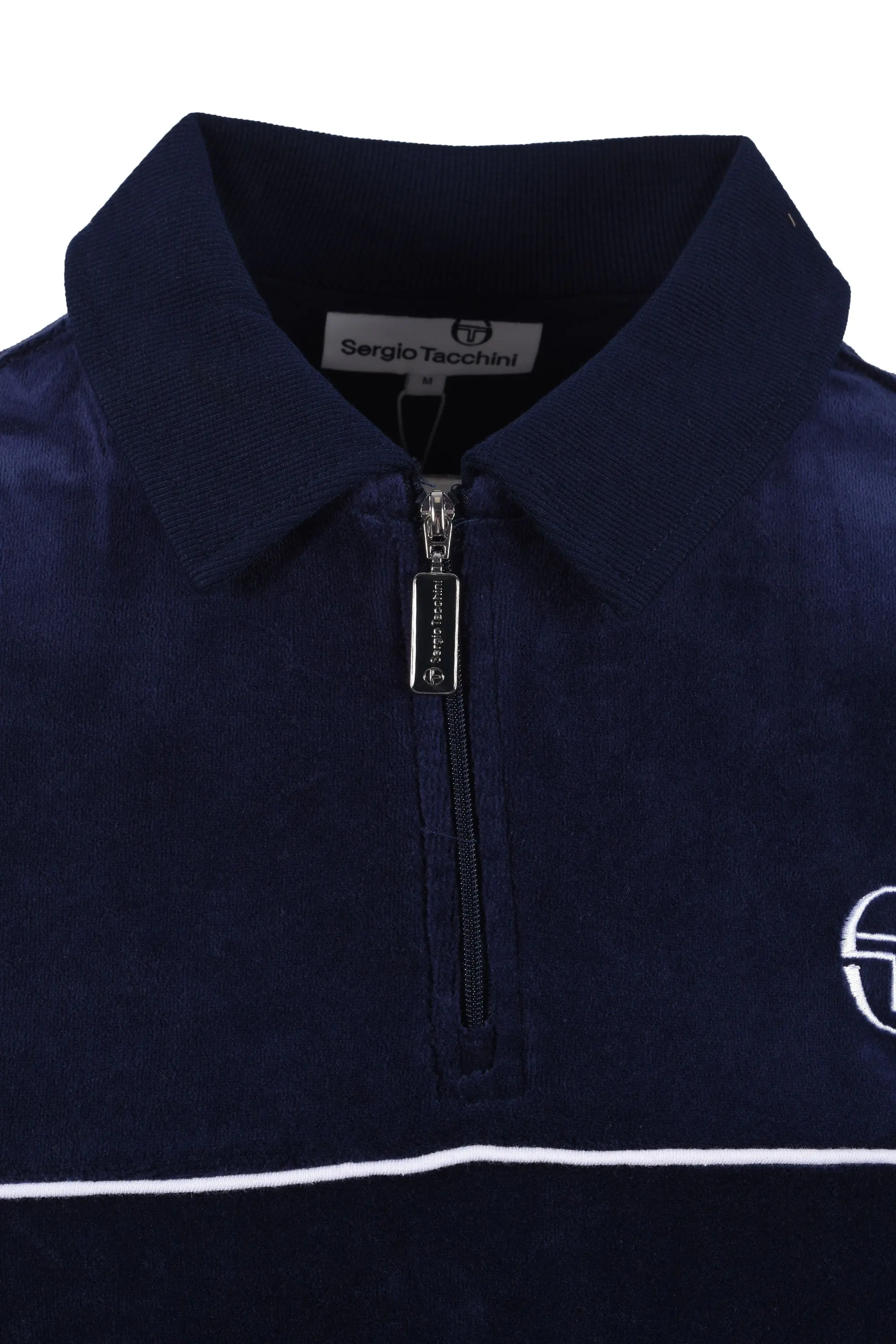 SERGIO TACCHINI CARDONA VELOUR ZIP POLO MARITIME BLUE/WHITE - Image 2