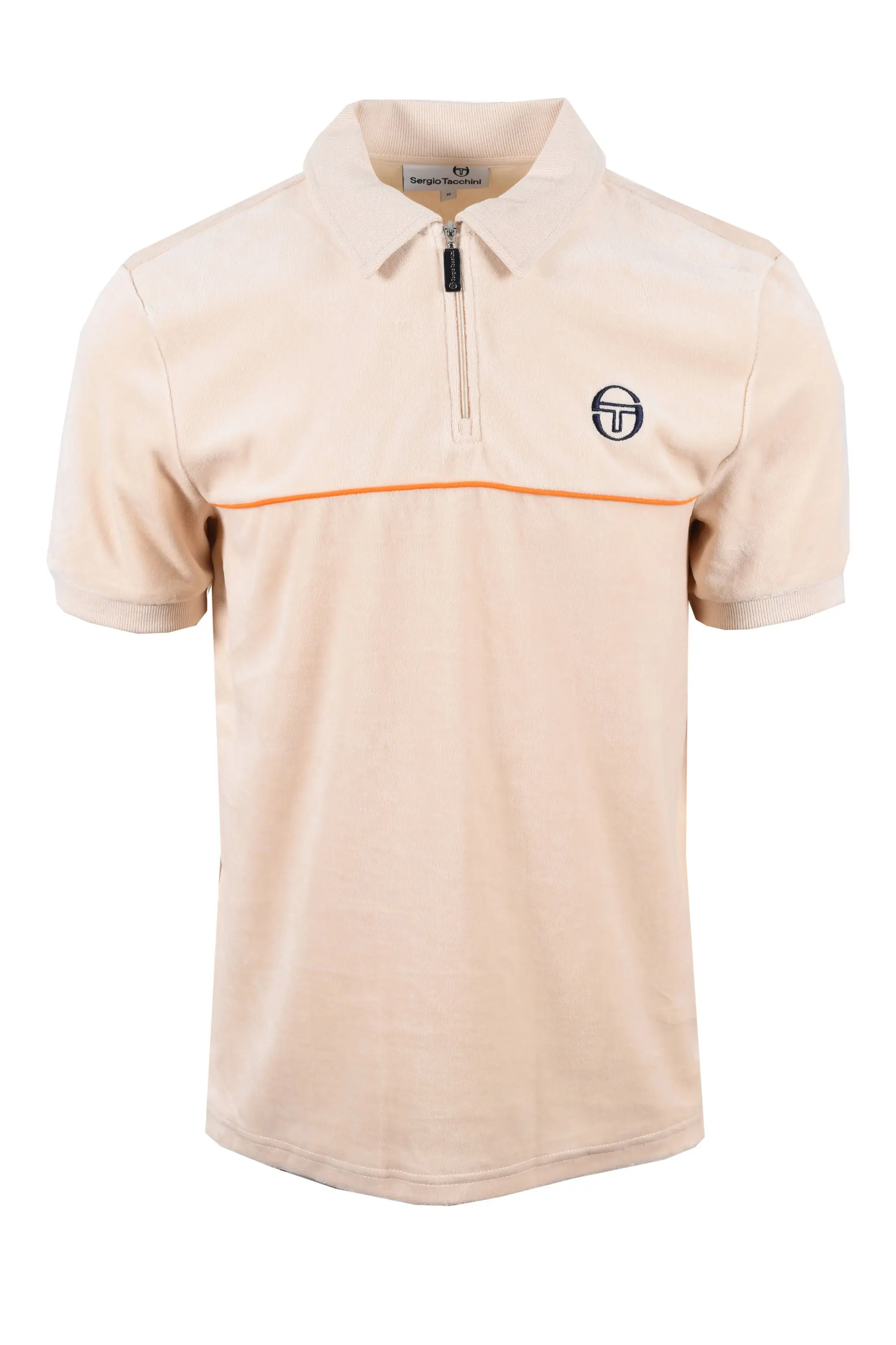 SERGIO TACCHINI CARDONA VELOUR ZIP POLO SANDSHELL/ORANGE PEPPER