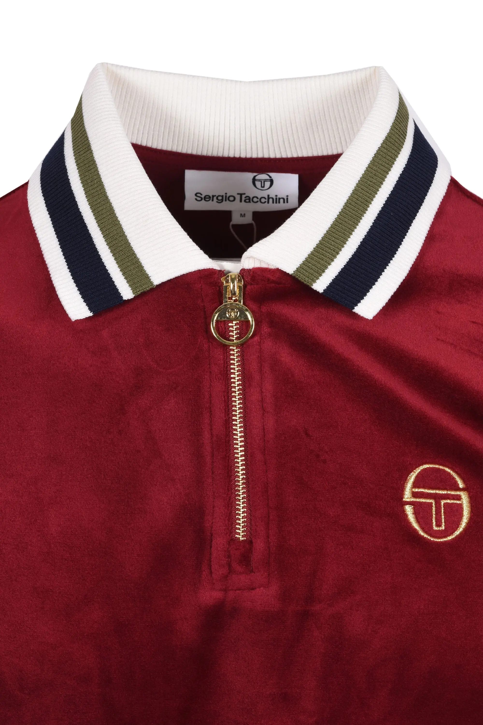 Sergio Tacchini Mahony Half Zip Velour Polo Rhubarb/Gold - Image 2