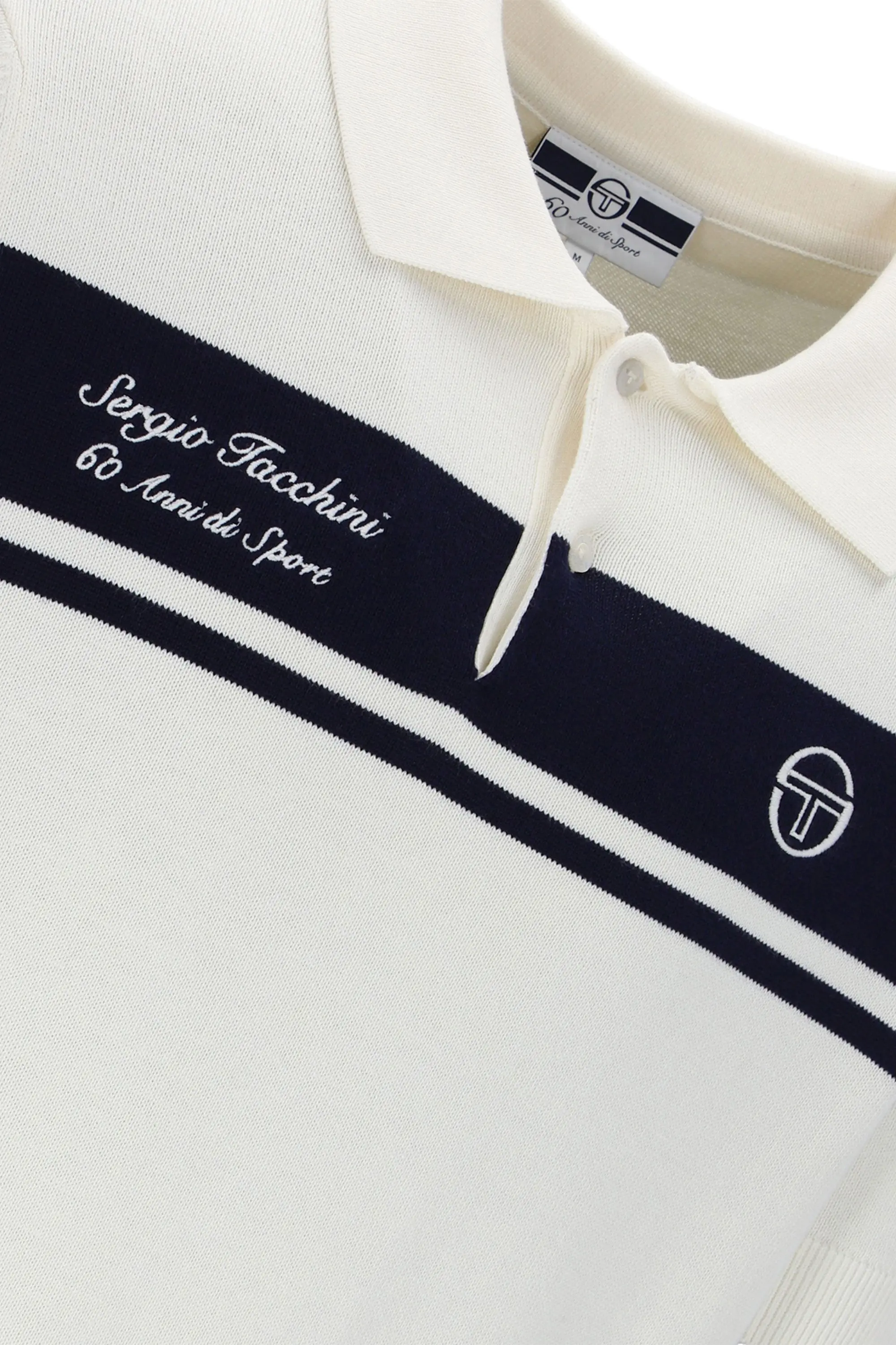SERGIO TACCHINI 60th ANNIVERSARY YOUNGLINE KNITTED POLO GARDENIA/MARITIME BLUE - Image 4