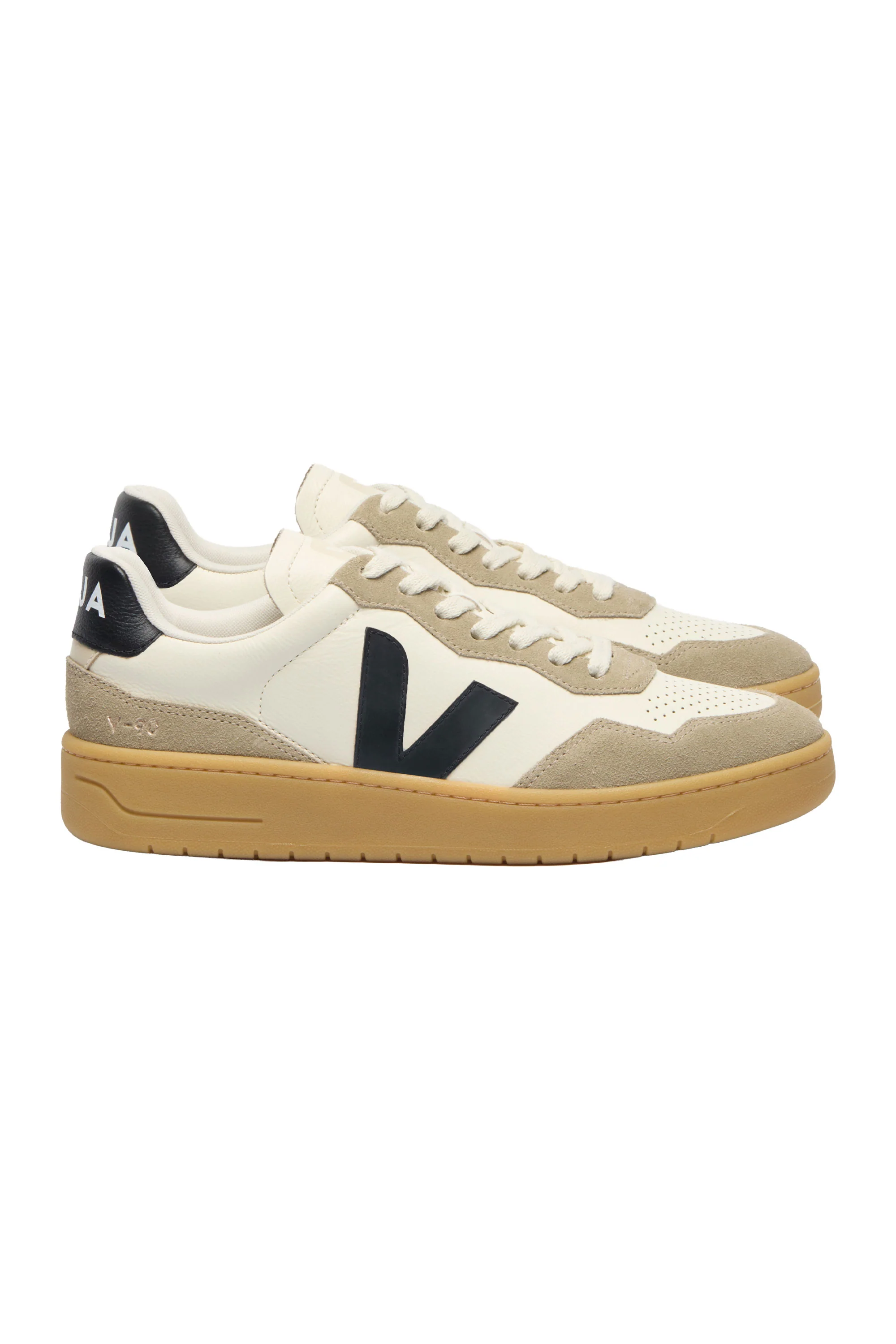 VEJA V-90 O.T. LEATHER TRAINER PURE/BLACK/NATURAL